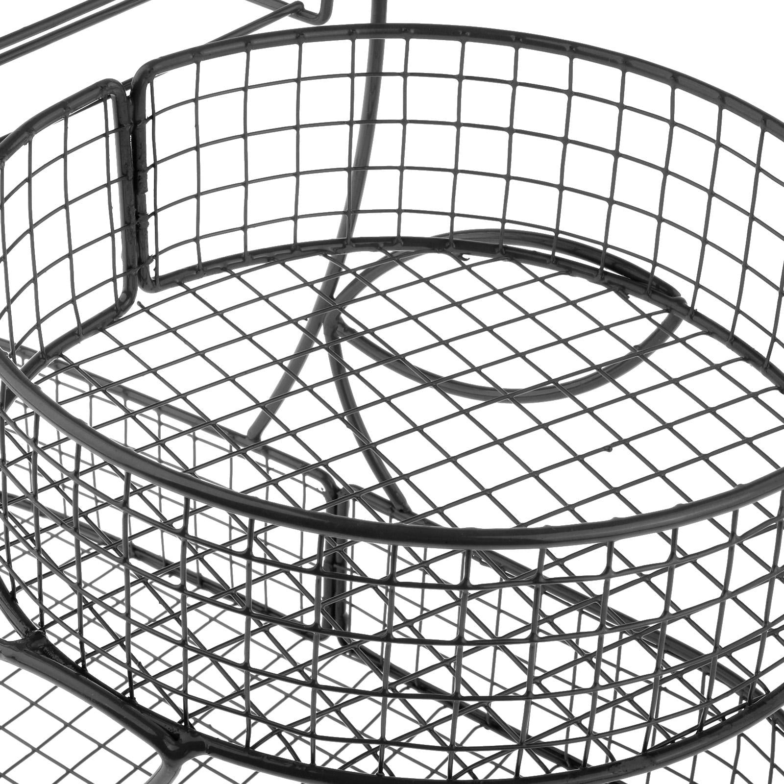 Fruit Basket 3 Tiered Large Capacity Storage Basket for Onion Produce Veggie Black