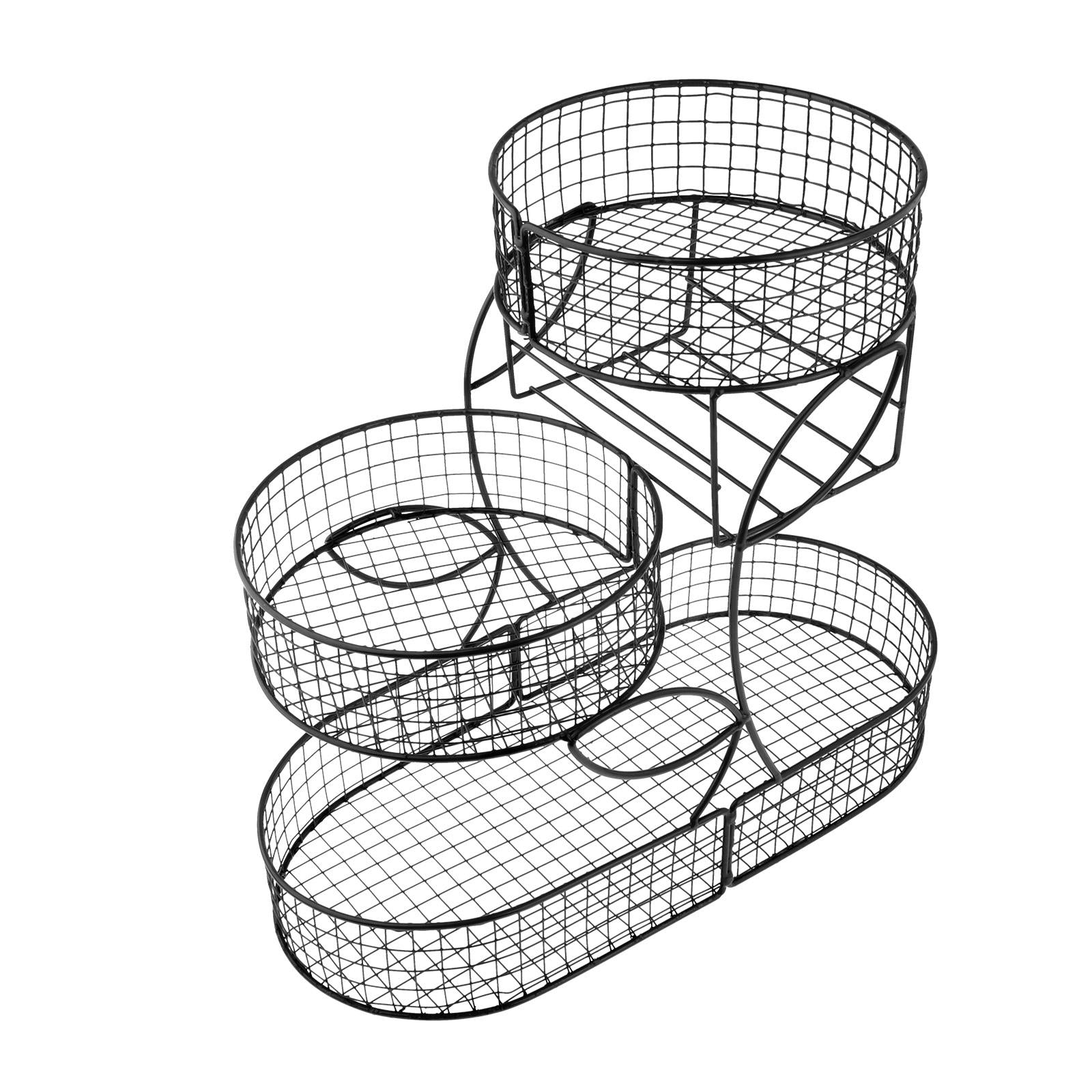 Fruit Basket 3 Tiered Large Capacity Storage Basket for Onion Produce Veggie Black