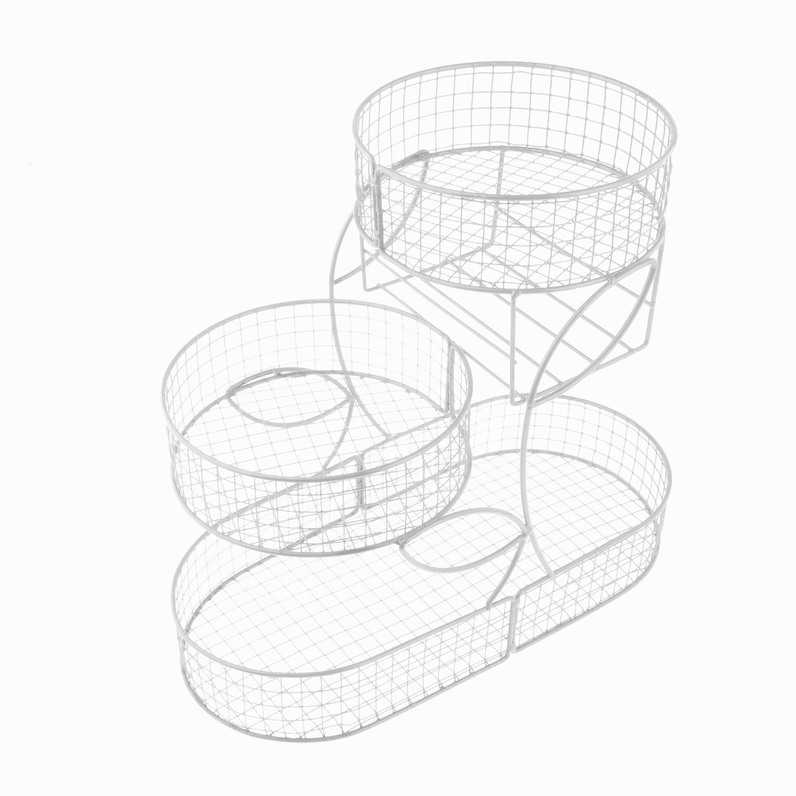 Fruit Basket 3 Tiered Large Capacity Storage Basket for Onion Produce Veggie White
