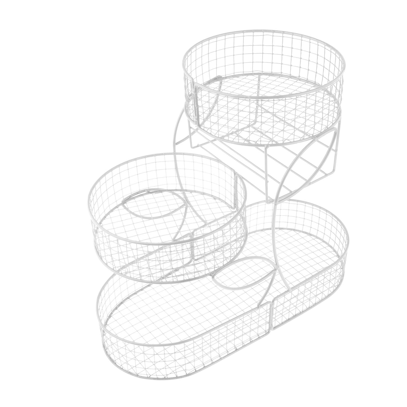 Fruit Basket 3 Tiered Large Capacity Storage Basket for Onion Produce Veggie White