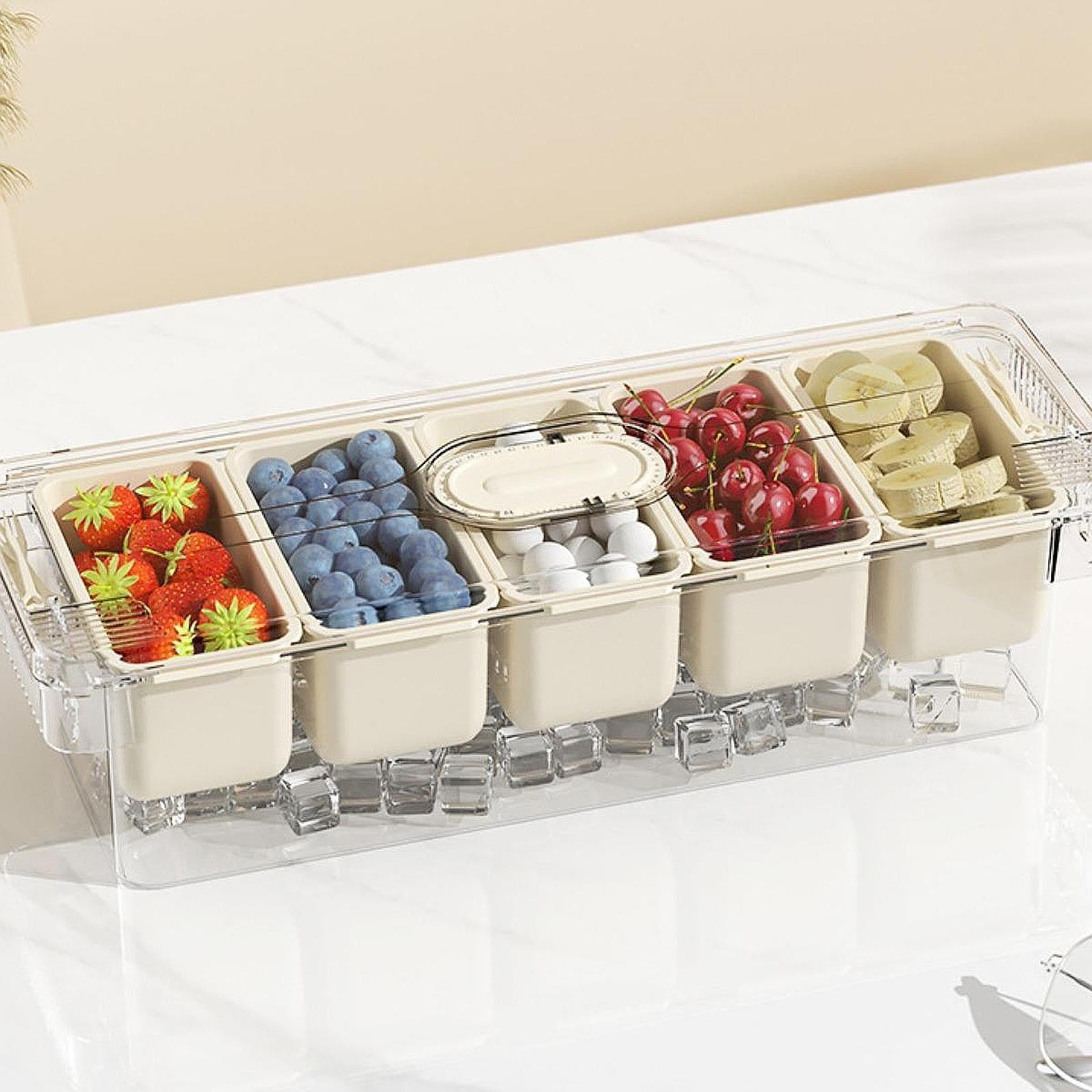 Divided Serving Tray Portable Travel for Desserts Veggies Treats 1 Box 1 Clip 5 Spoon