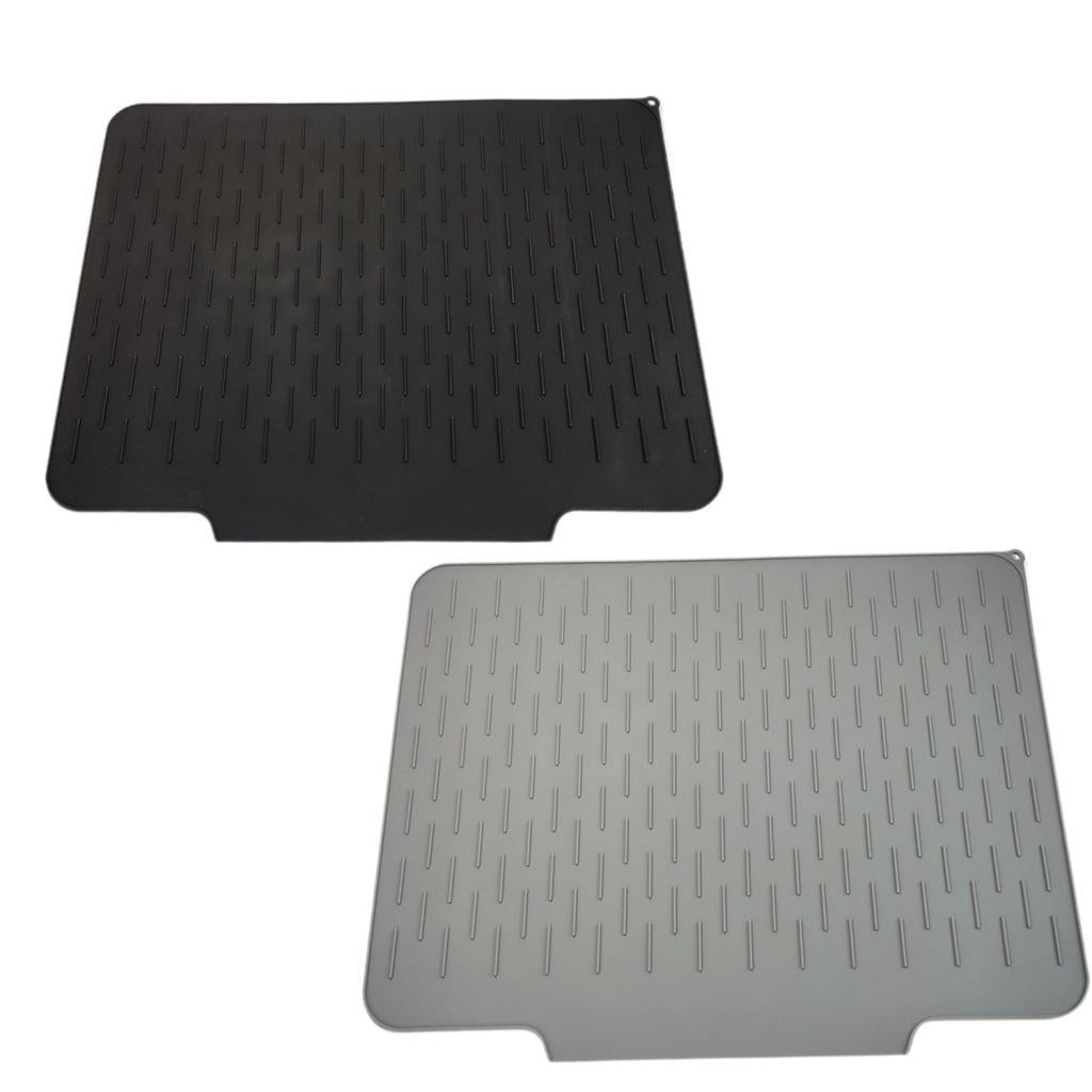 Dish Drying Mat Large for Glass Utensil 22.8x17.7" Bar Counter Draining Mat Black"