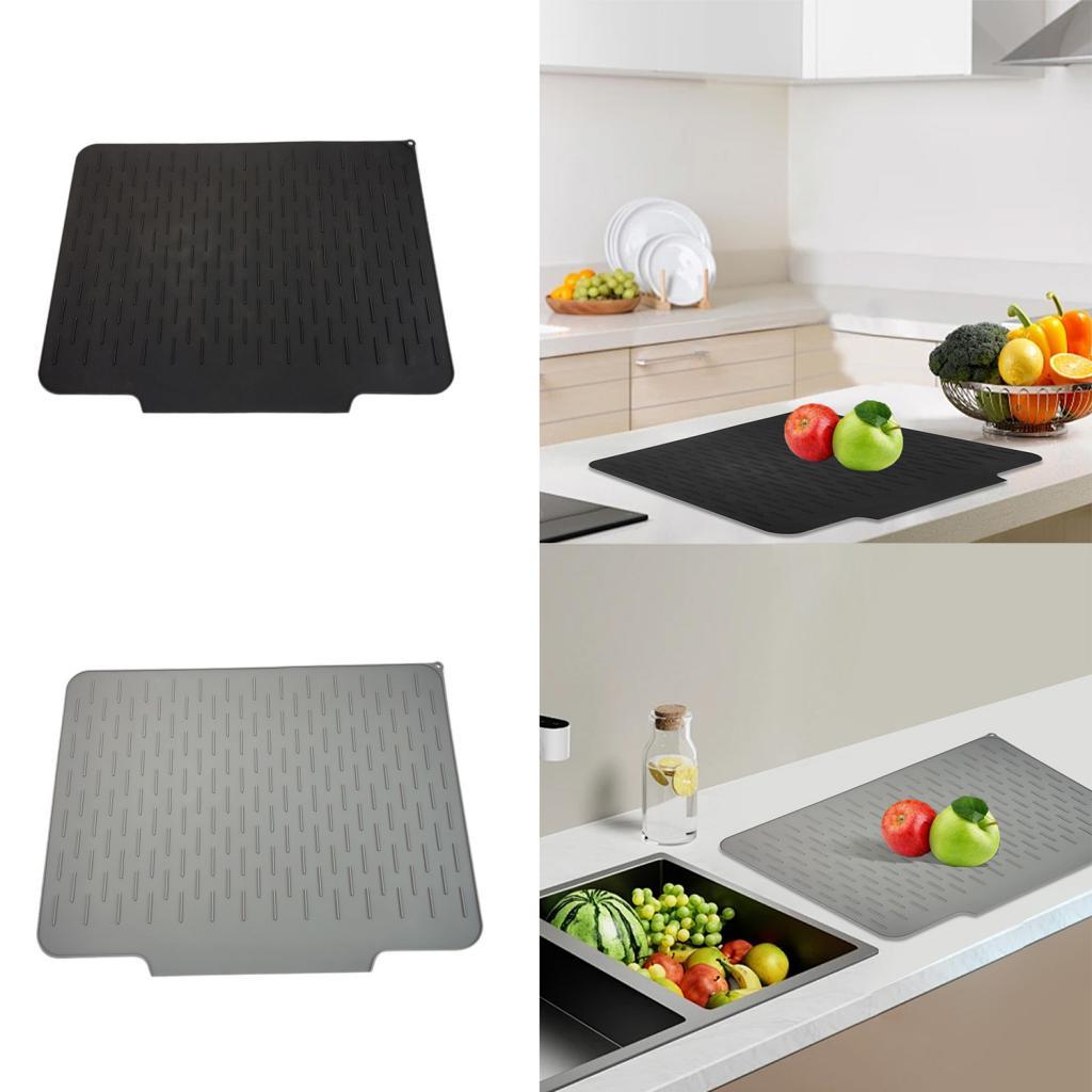 Dish Drying Mat Large for Glass Utensil 22.8x17.7" Bar Counter Draining Mat Black"