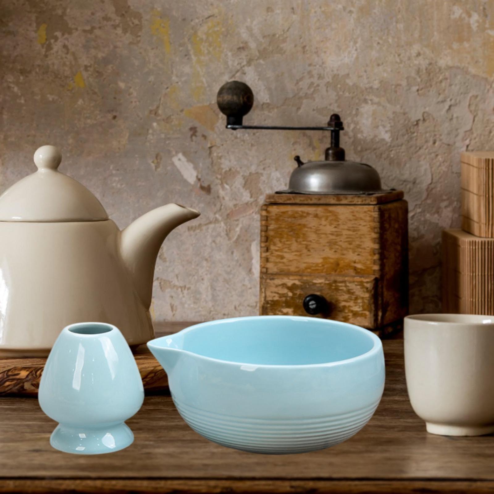 Chinese Matcha Tea Ceremony Set Ceramic Matcha Bowl for Home Tea Room Office Blue