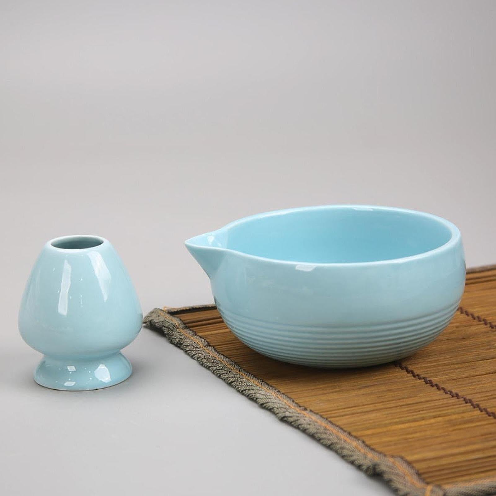 Chinese Matcha Tea Ceremony Set Ceramic Matcha Bowl for Home Tea Room Office Blue