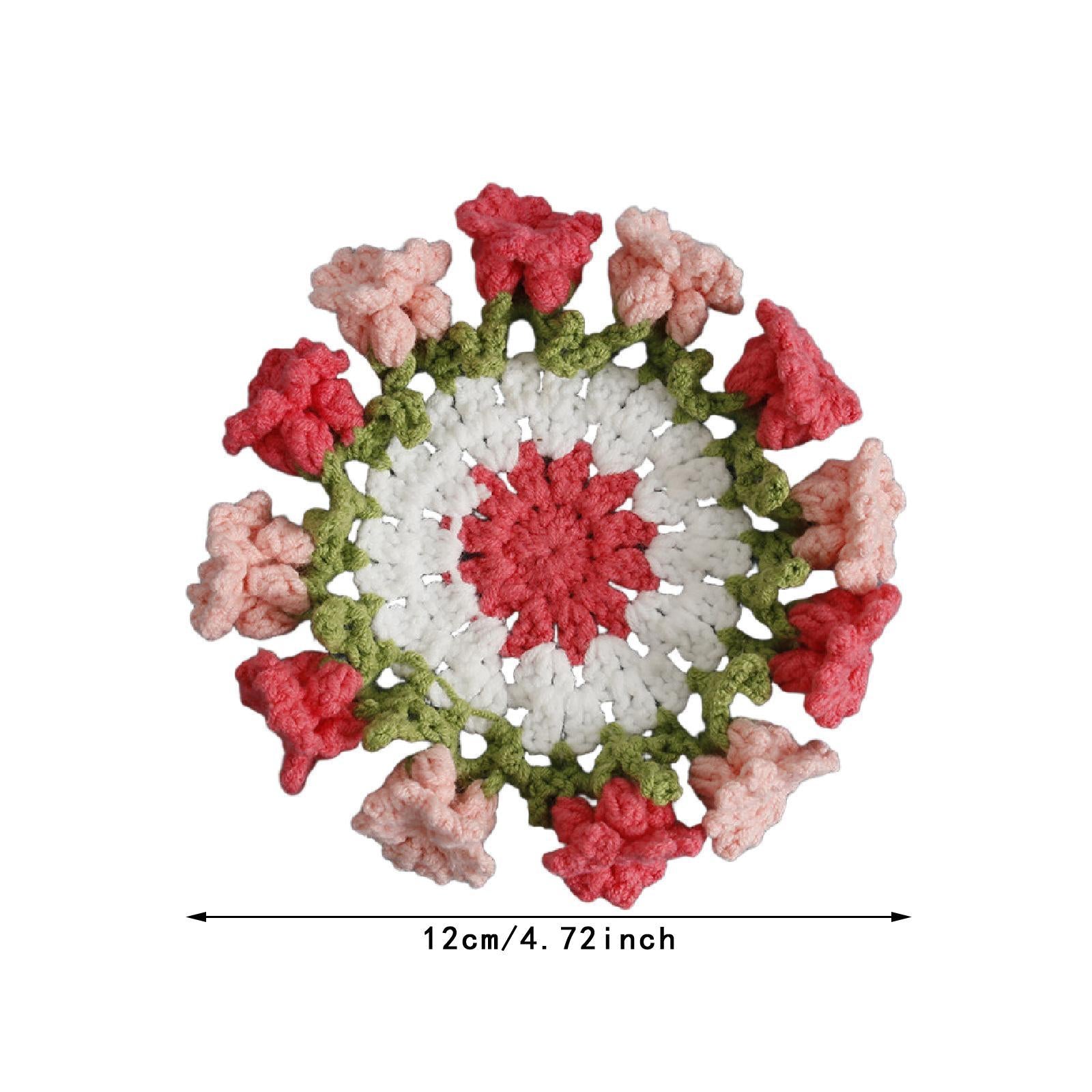 Crochet Coaster Gift Coffee Table Protector for Dining Room Countertop Decor Pink