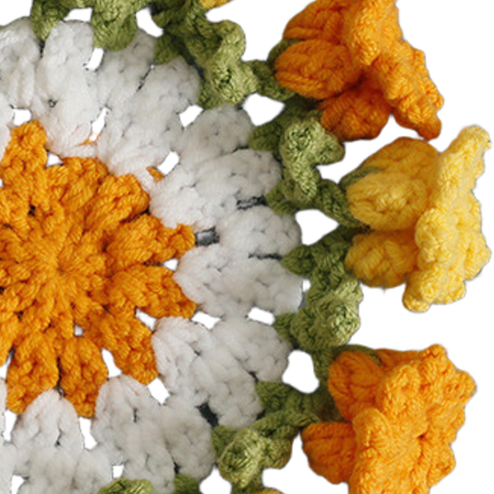 Crochet Coaster Gift Coffee Table Protector for Dining Room Countertop Decor Orange