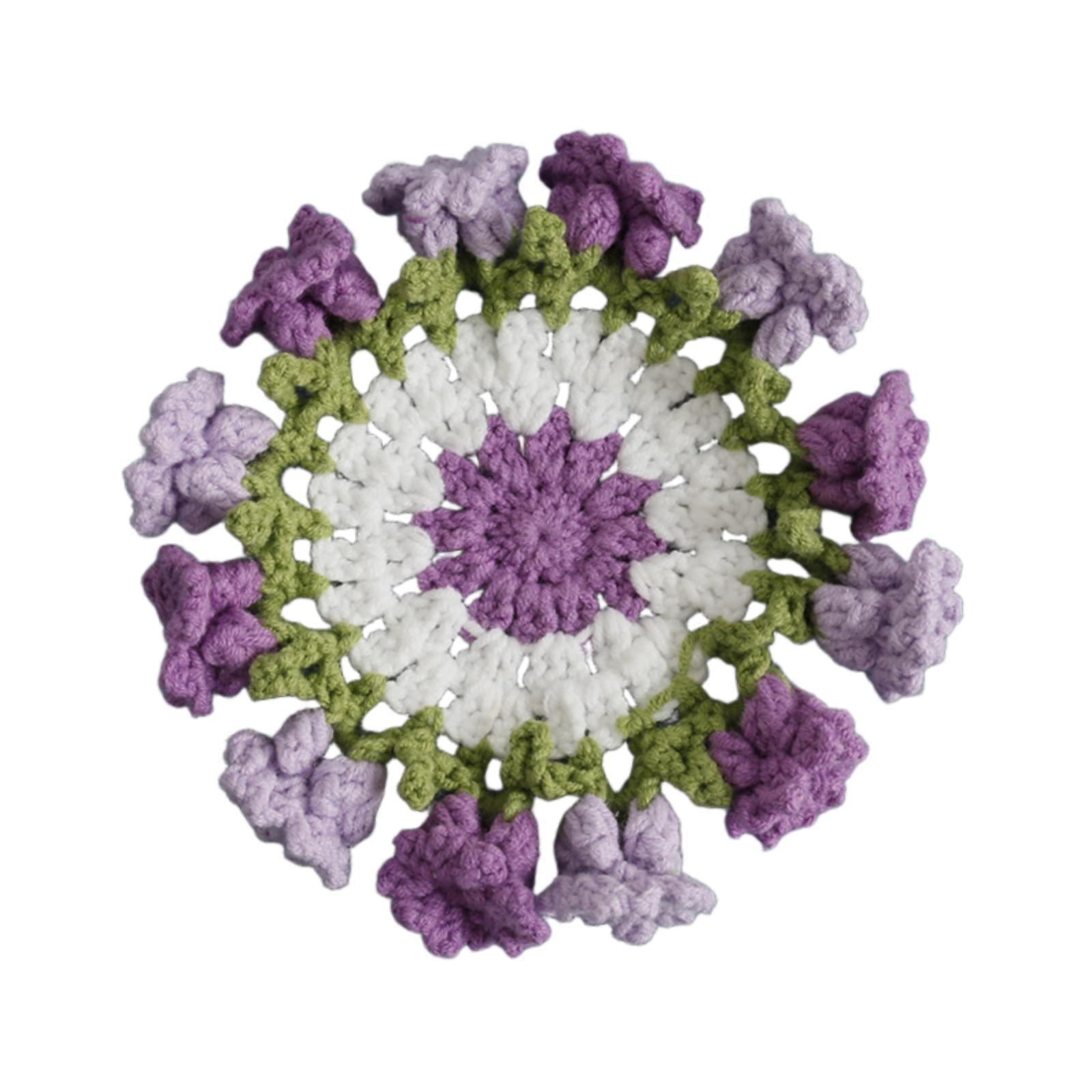 Crochet Coaster Gift Coffee Table Protector for Dining Room Countertop Decor Purple