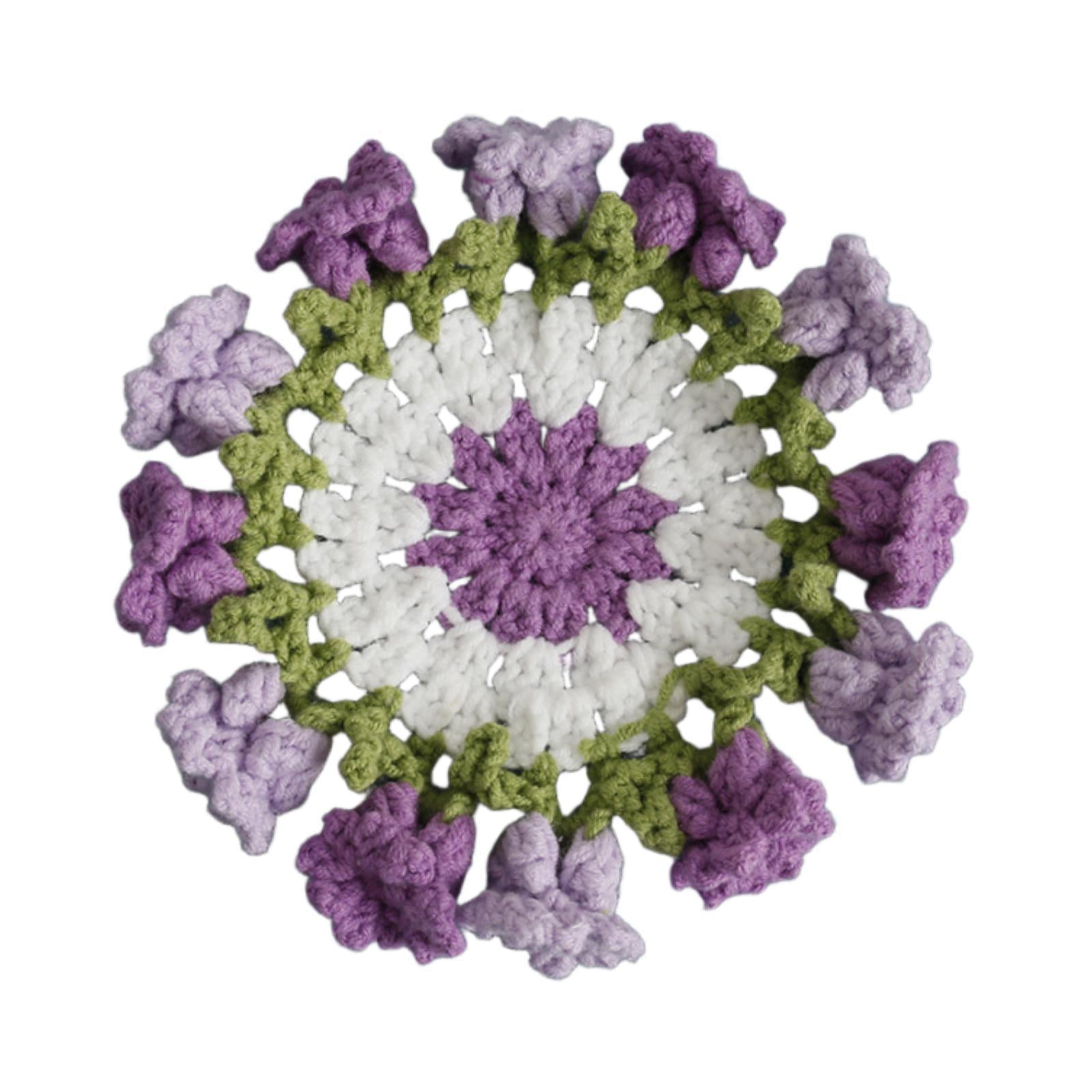Crochet Coaster Gift Coffee Table Protector for Dining Room Countertop Decor Purple