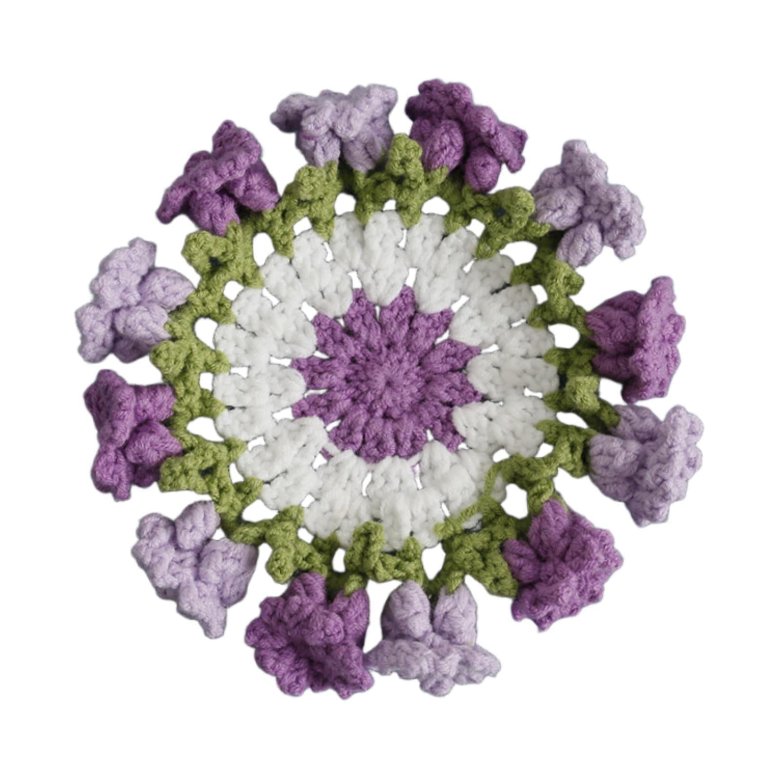 Crochet Coaster Gift Coffee Table Protector for Dining Room Countertop Decor Purple