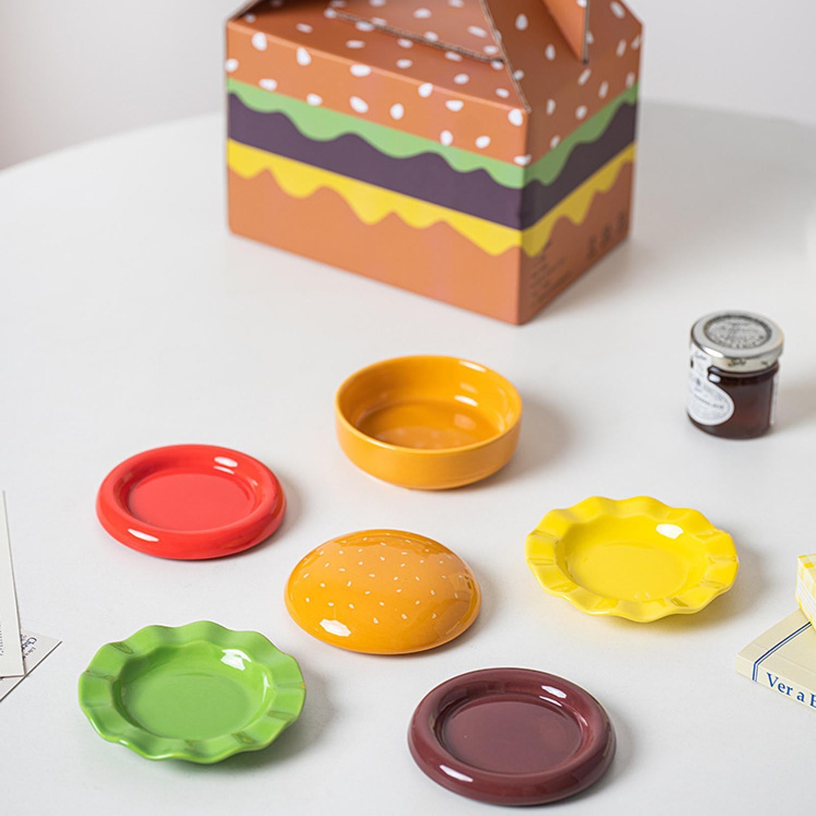 Ceramic Dinnerware Set Gift Stackable Burger Plate Bowl Set for Home Holiday