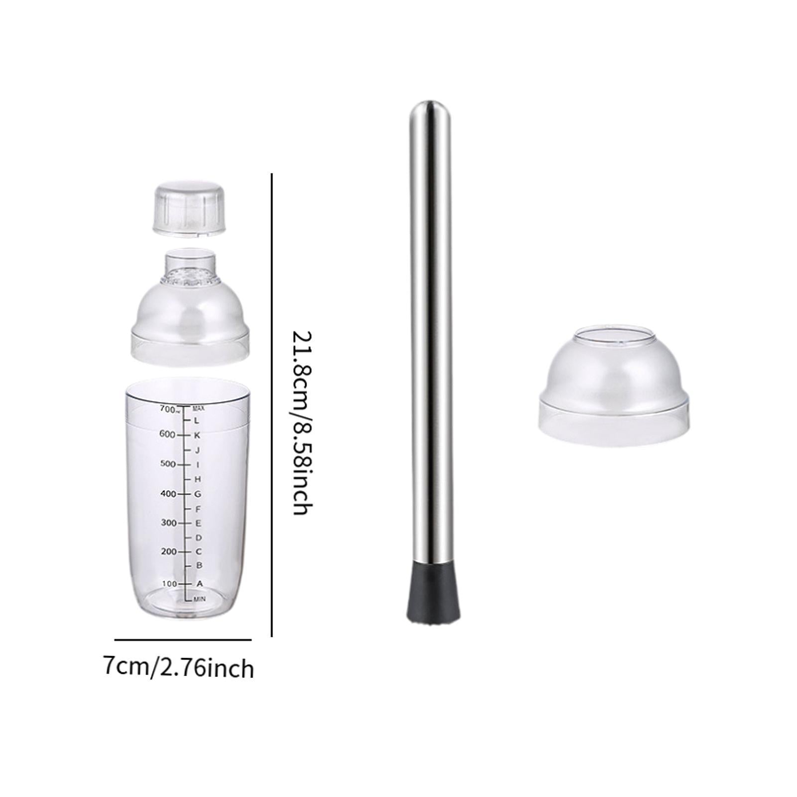 Cocktail Shaker Anti Leakage with Scale Bar Tool for Home Use Milk Smoothie 700ml