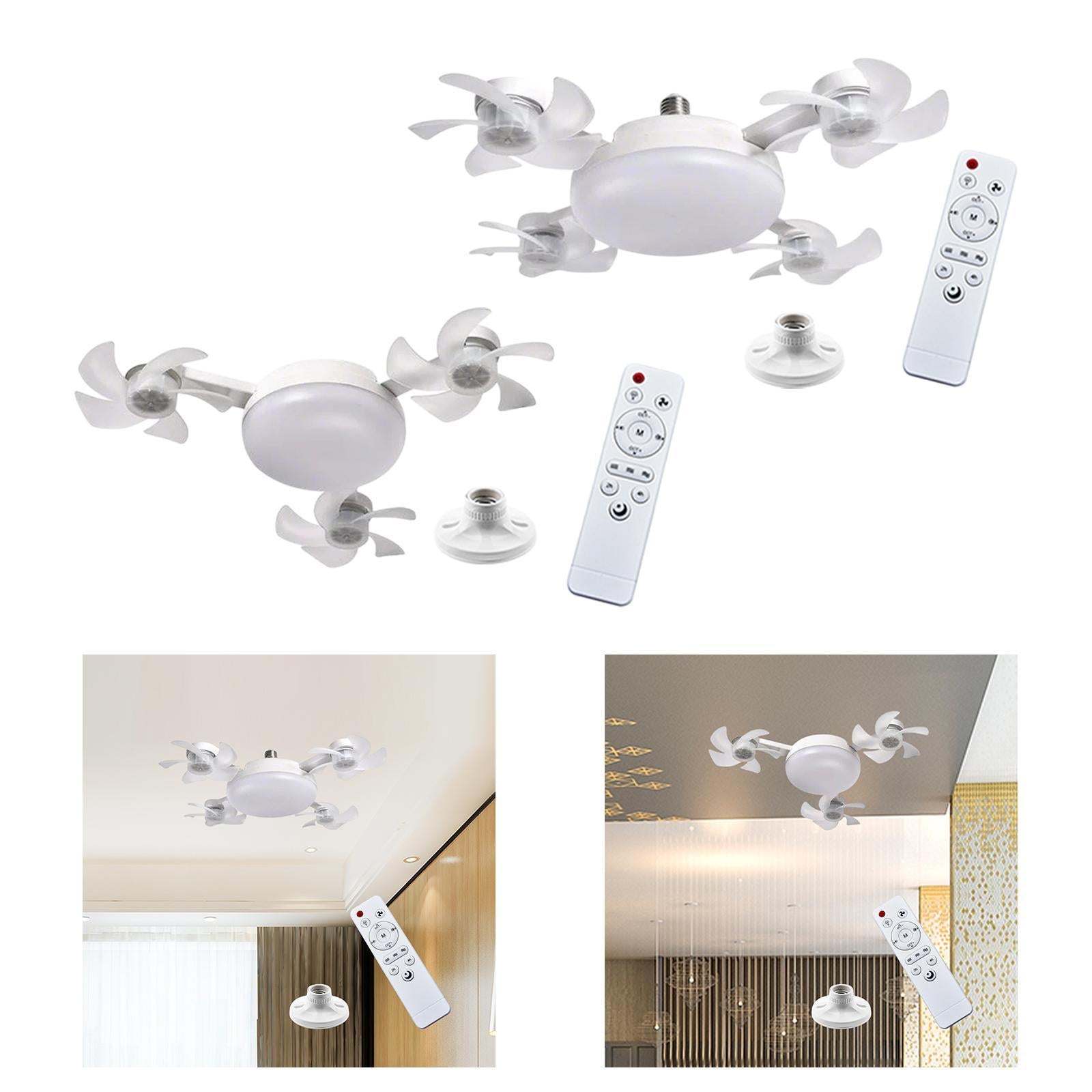 Ceiling Fan with Light Remote Control Lamp for Entryway Living Room Bathroom 3 Heads Fan 45cm