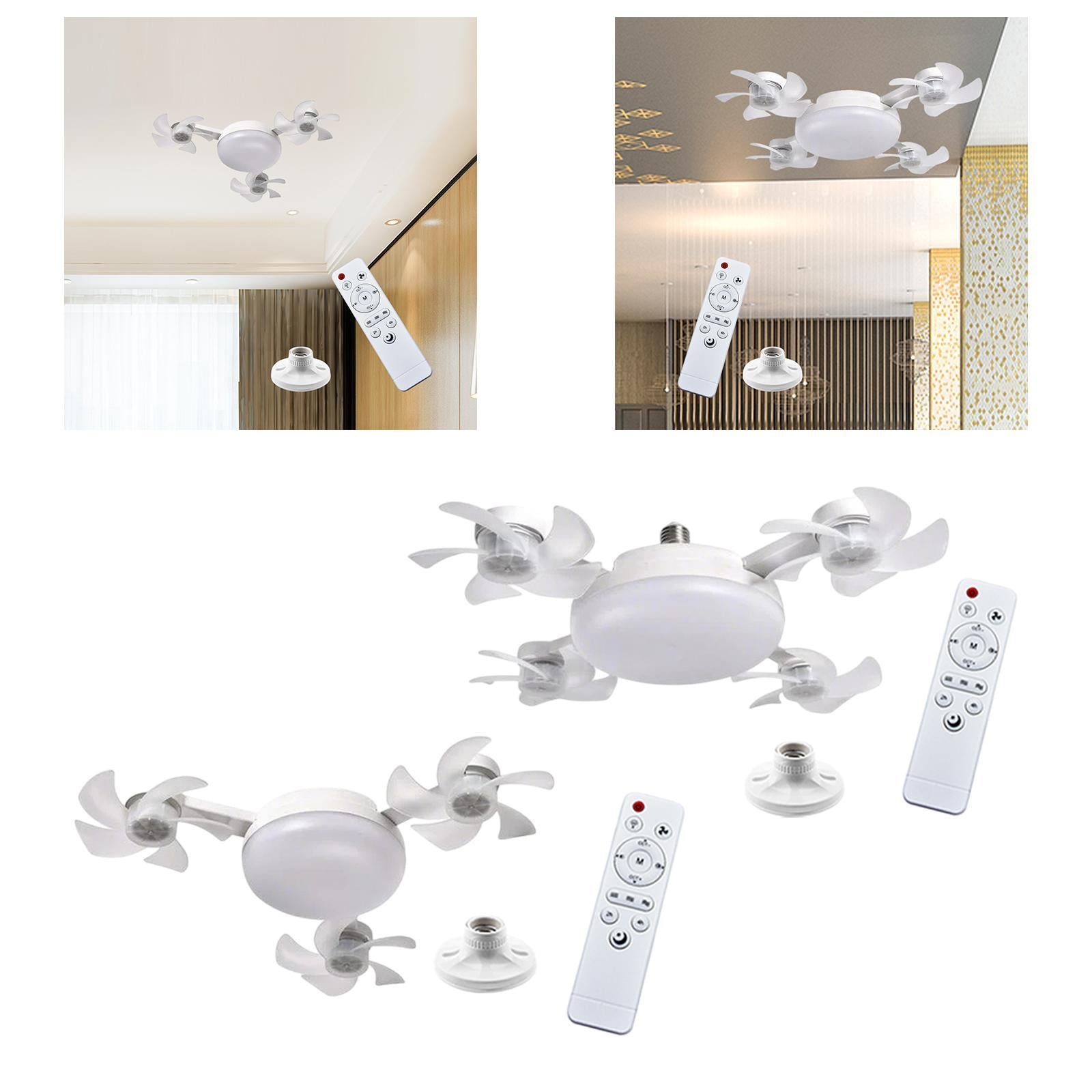 Ceiling Fan with Light Remote Control Lamp for Entryway Living Room Bathroom 3 Heads Fan 45cm