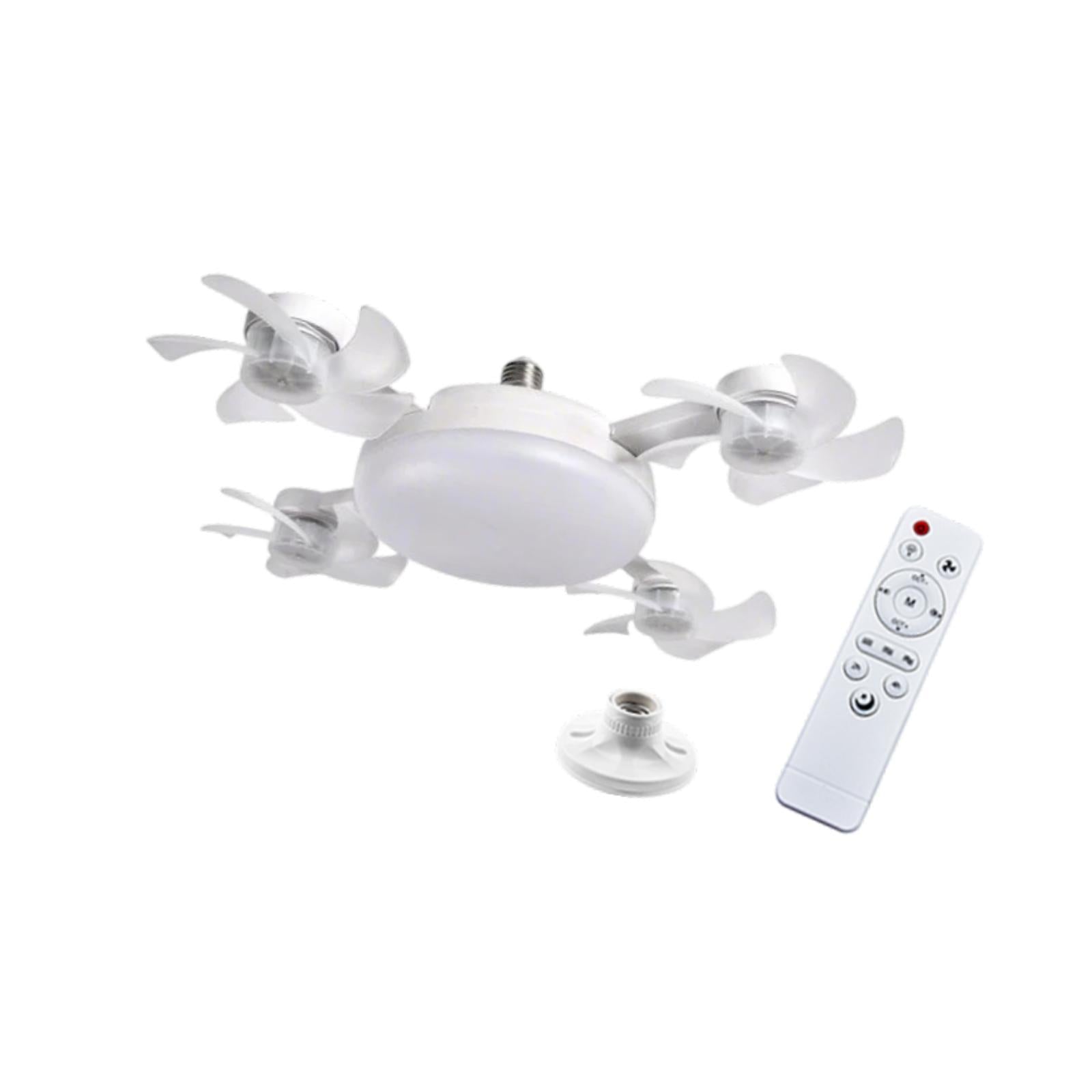 Ceiling Fan with Light Remote Control Lamp for Entryway Living Room Bathroom 4 Heads Fan 55cm