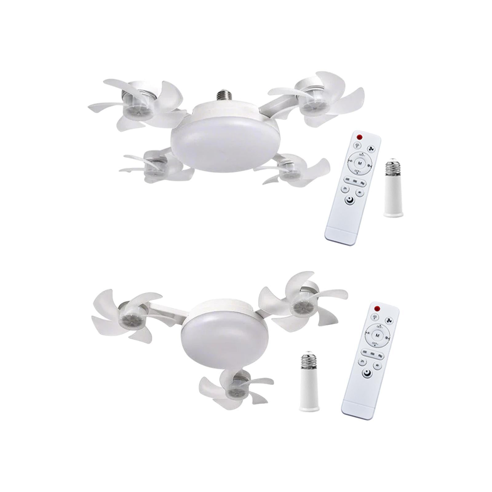 Ceiling Fan with Light and Remote Control Decor LED Light for Bedroom Indoor 3 Heads Fan 45cm