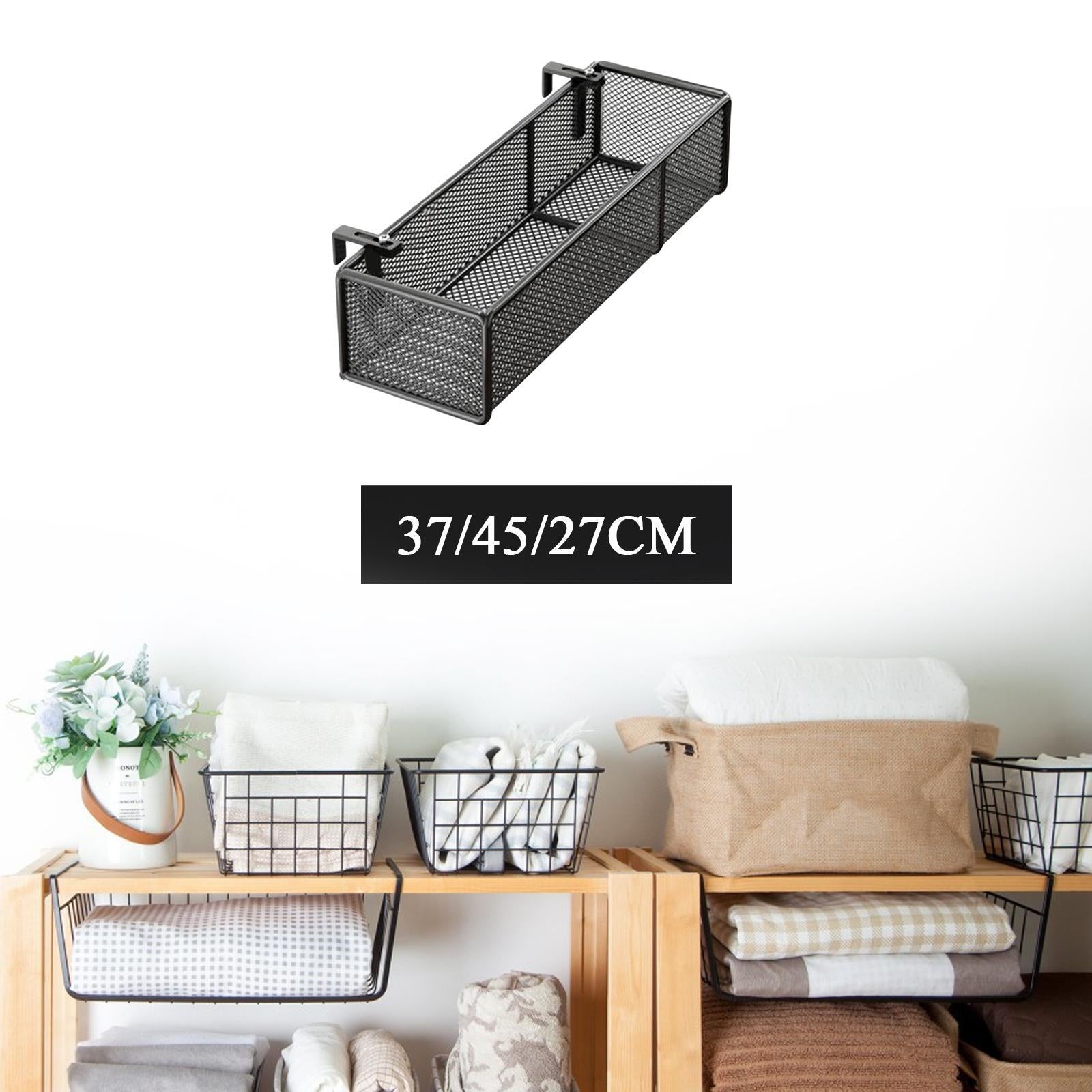 Bedside Hanging Organizer Sturdy Bed Metal Storage Basket for Home Desk Book 37x15x9cm
