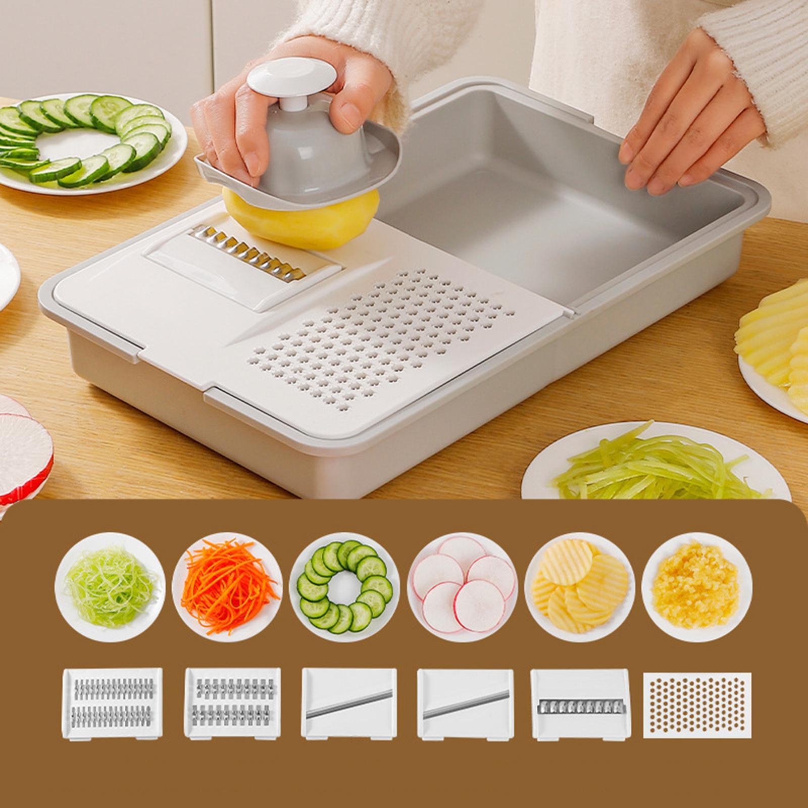 Manual Vegetable Slicer Effort Saving Drain Basin for Garlic Carrot Cucumber
