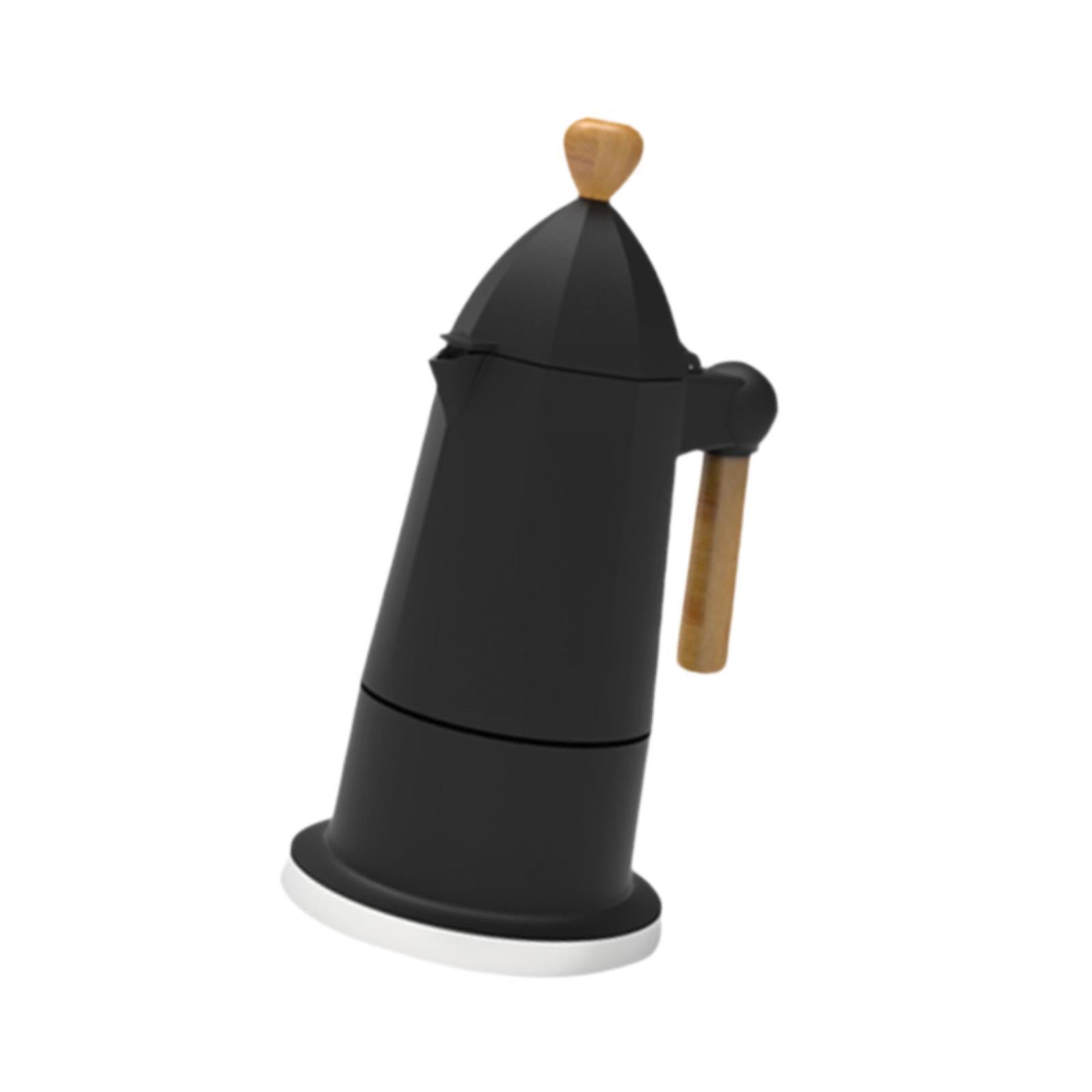 Italian Moka Pot 6 Cups Octagonal Espresso Maker for Camping Restaurant Cafe Black