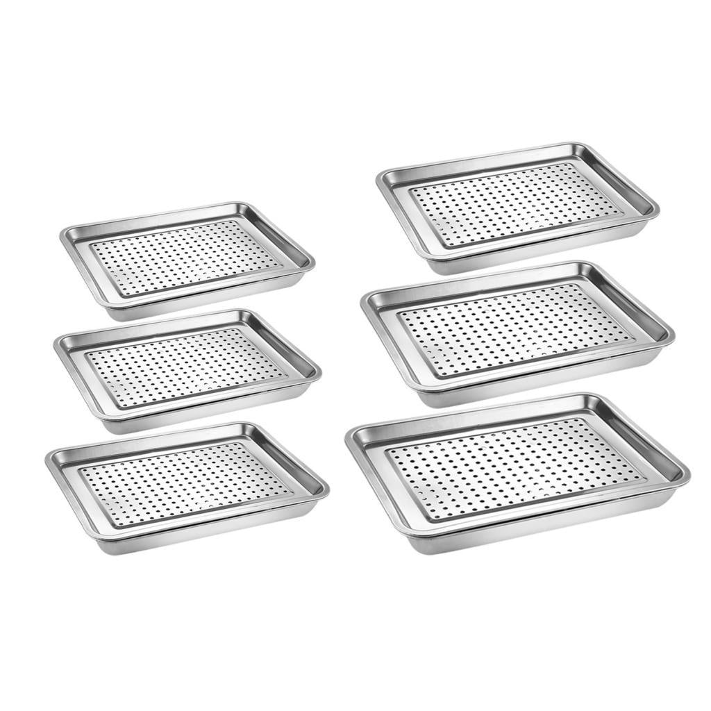 Tea Serving Tray Draining Water Stainless Steel Teacup Tray for Home Kitchen 27cmx20cm