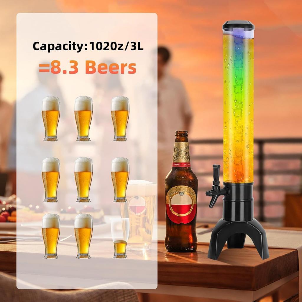Mimosa Tower Versatile Tabletop Beer Dispenser for Juice Outdoor Restaurants 3L Black