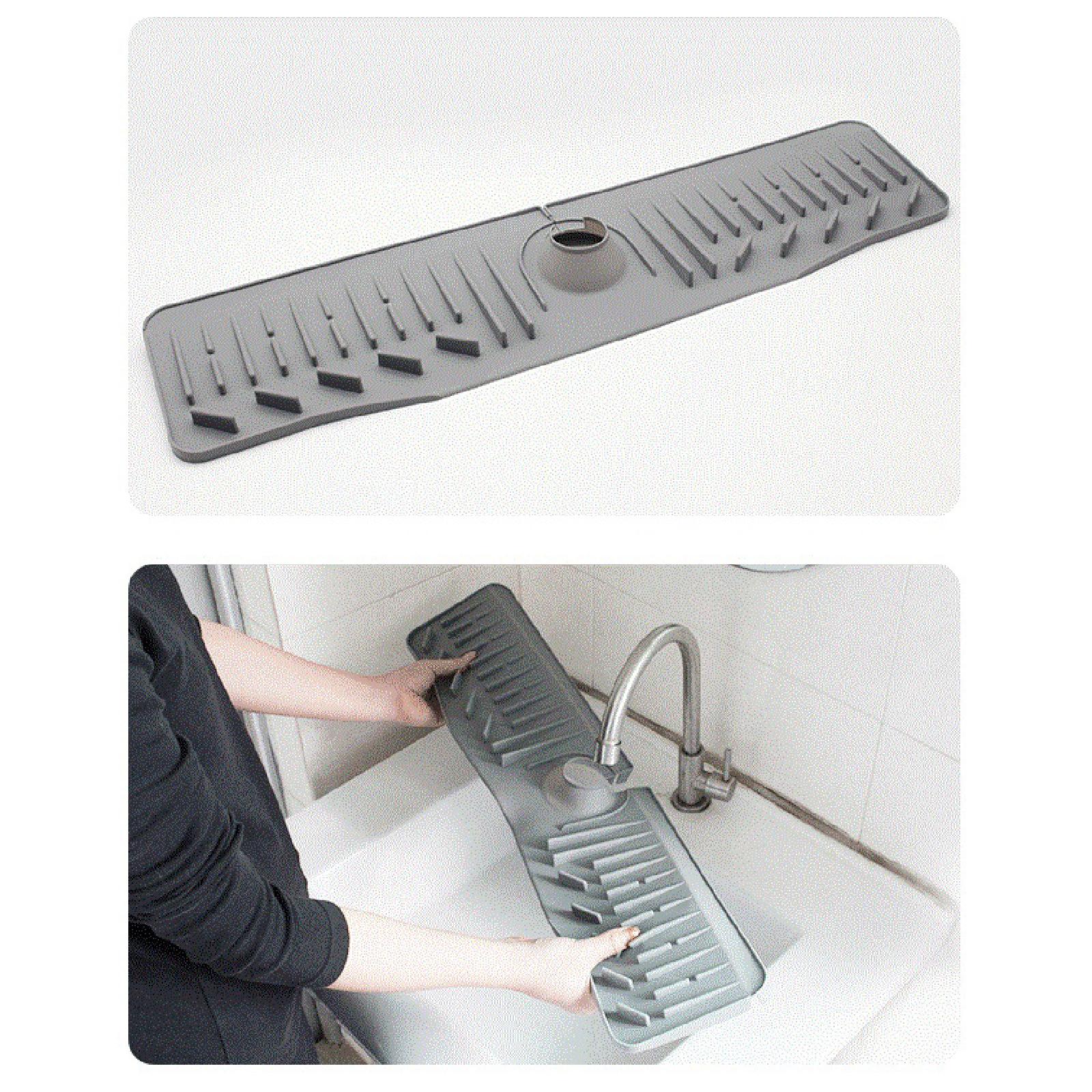 Kitchen Sink Faucet Mat Drain Pad Counter Campers Washroom Home Splash Guard Gray