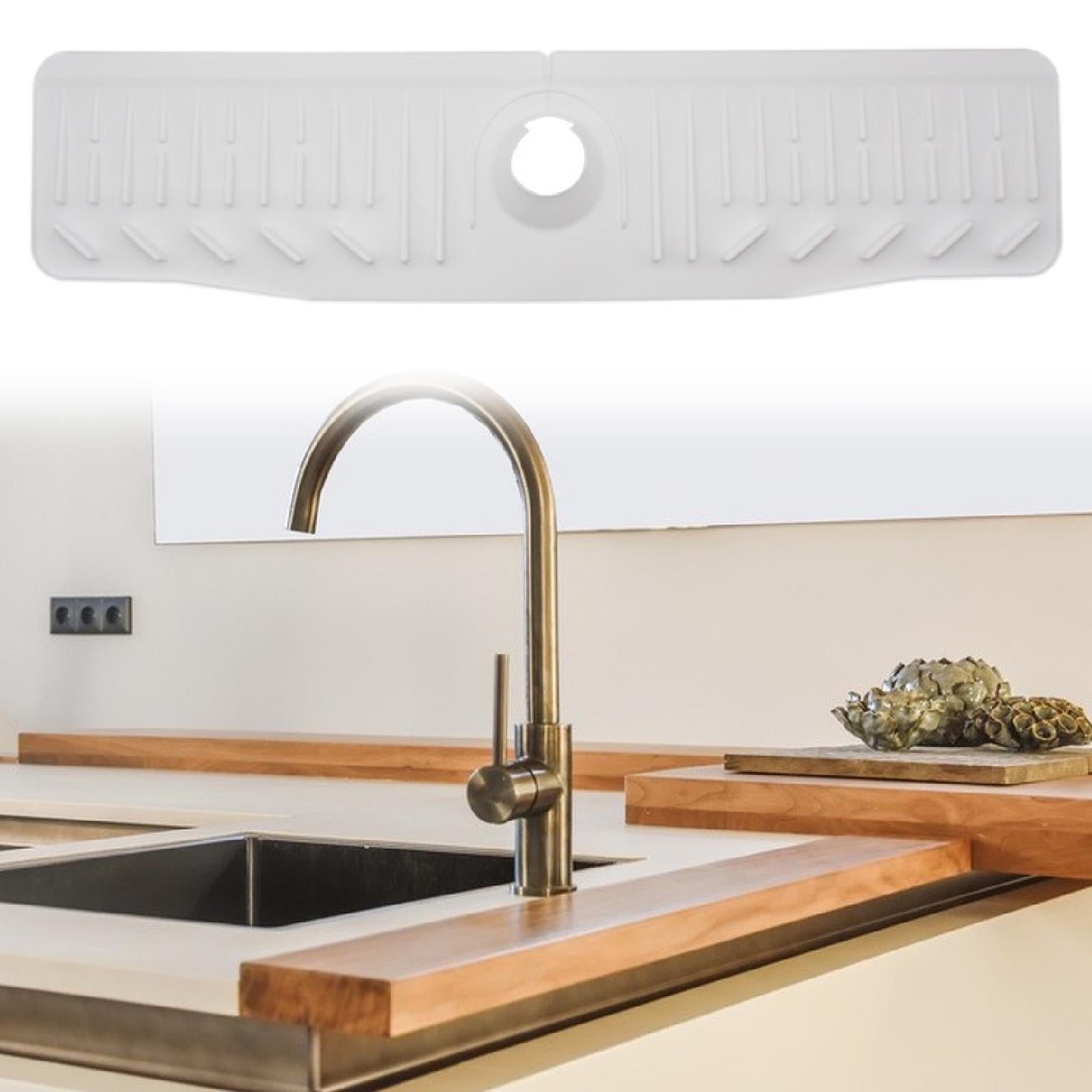 Kitchen Sink Faucet Mat Drain Pad Counter Campers Washroom Home Splash Guard White