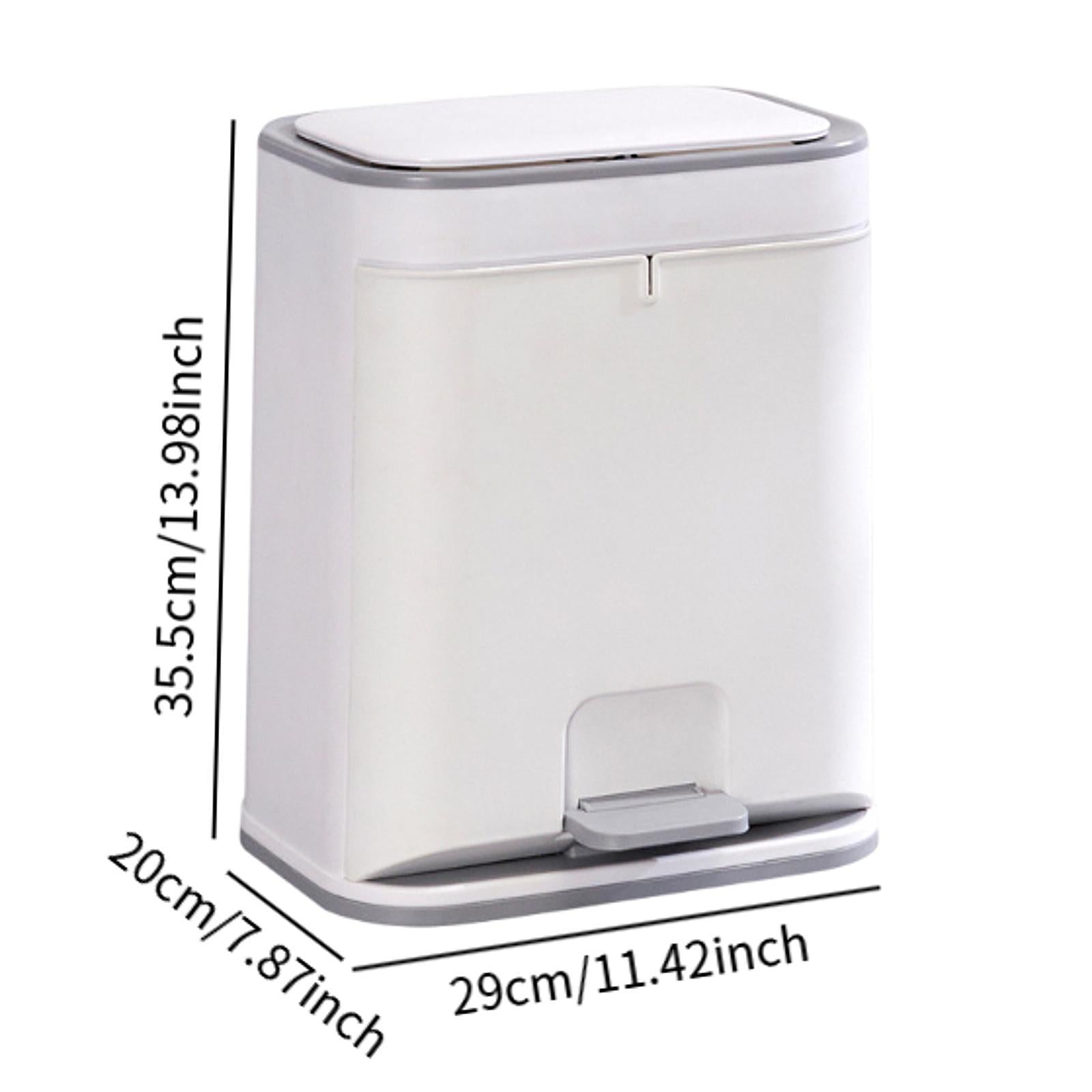 Trash Can with Lid Foot Pedal Rectangle Trash Bin for Dorm Study Room Toilet Gray