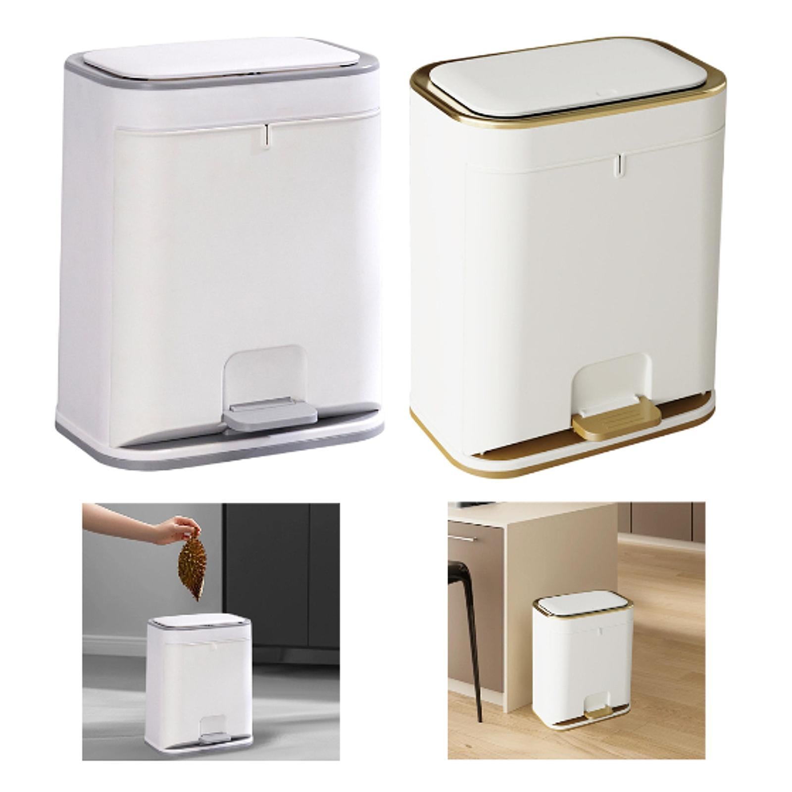 Trash Can with Lid Foot Pedal Rectangle Trash Bin for Dorm Study Room Toilet Gray