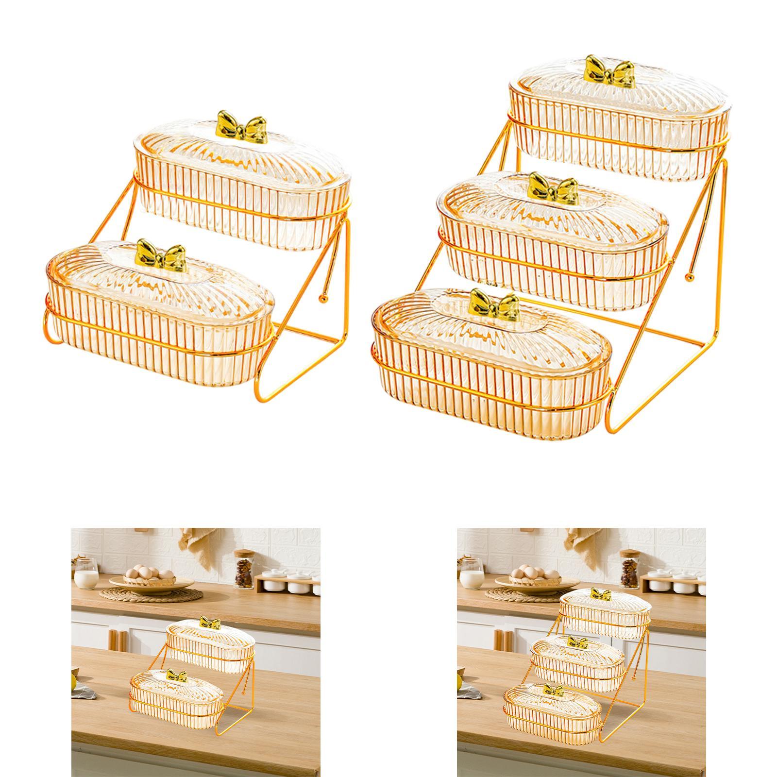 Multi Layer Serving Tray Snack Storage Tray for Dessert Dried Fruits Candies 17.5cmx19.5cmx19cm 2 Layers