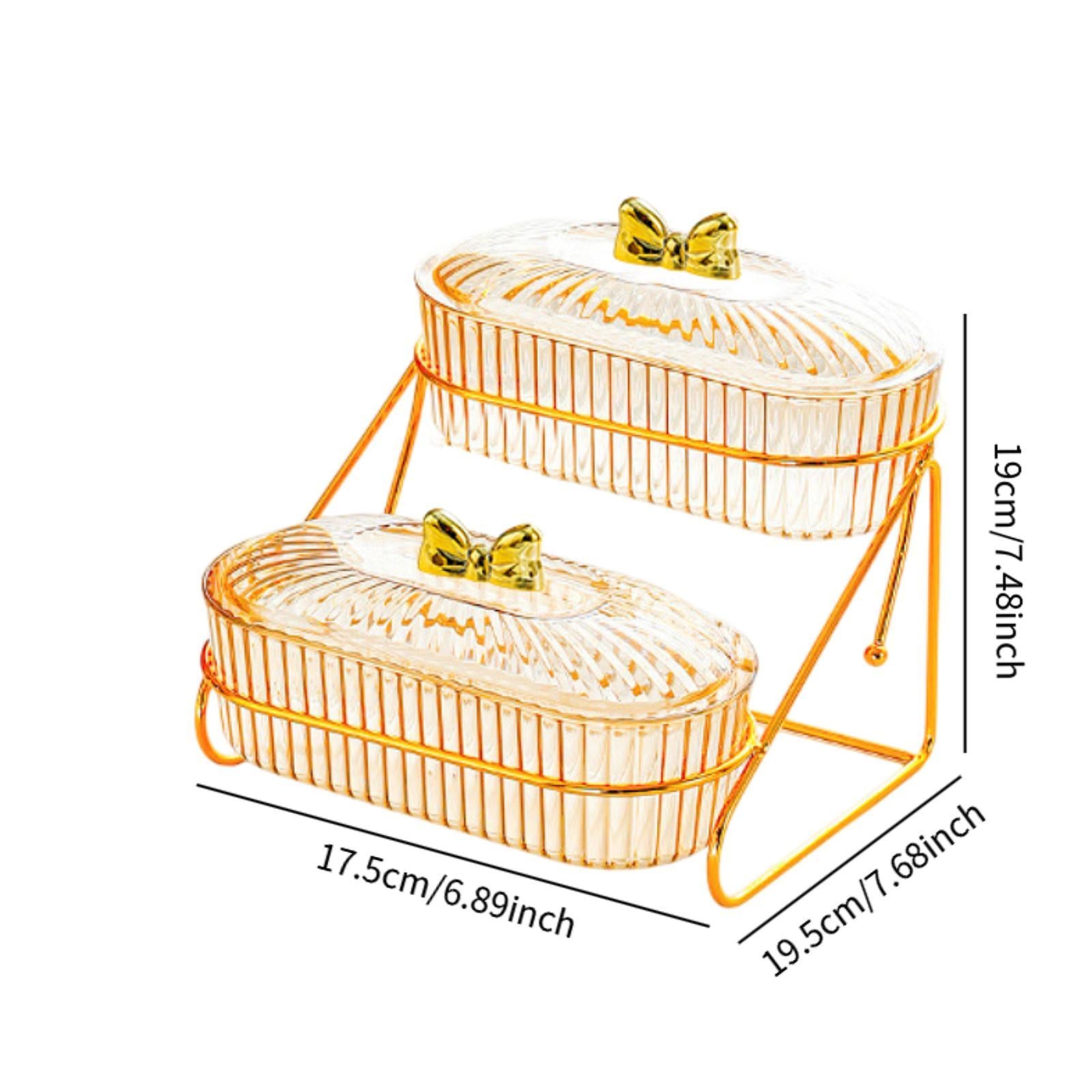 Multi Layer Serving Tray Snack Storage Tray for Dessert Dried Fruits Candies 17.5cmx19.5cmx19cm 2 Layers