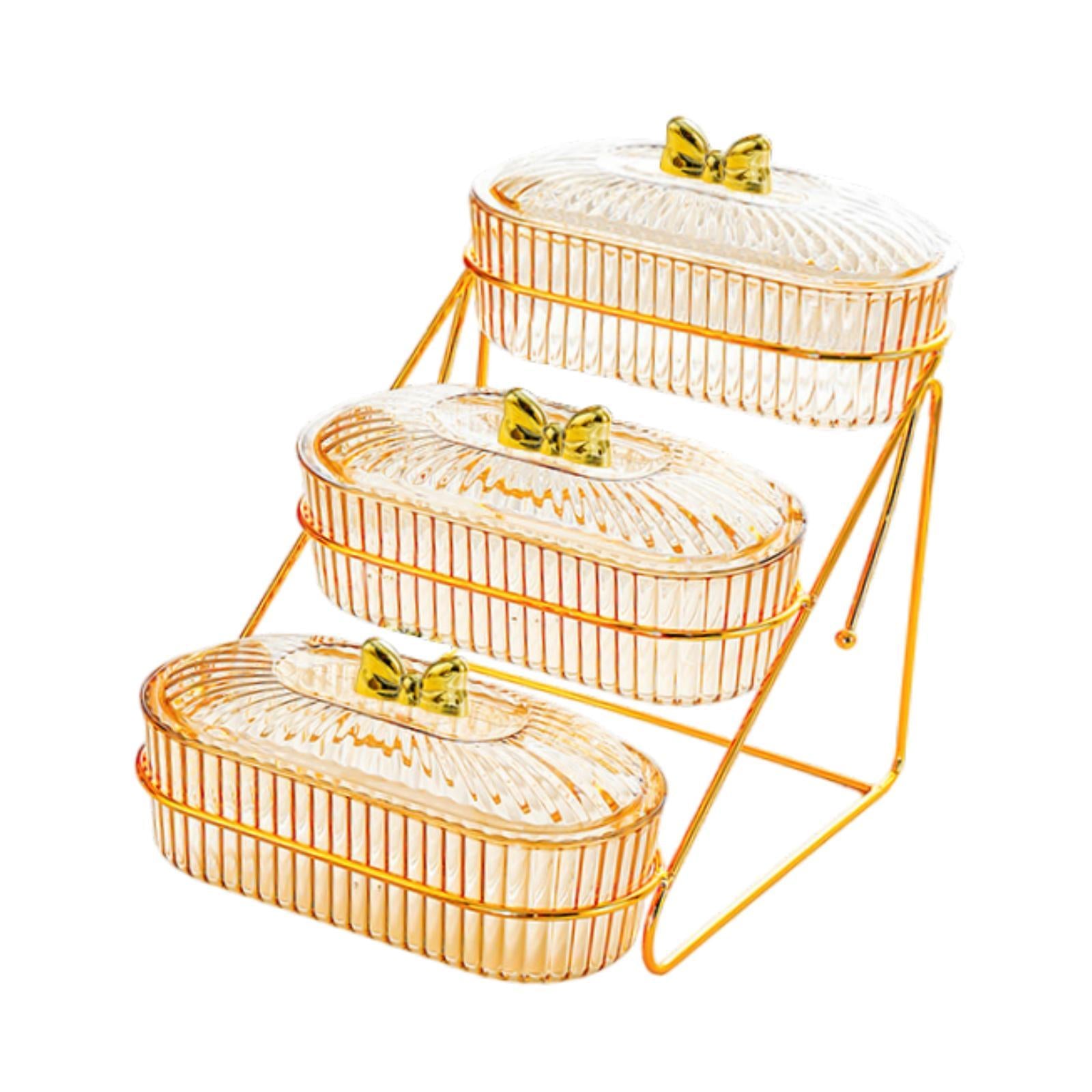 Multi Layer Serving Tray Snack Storage Tray for Dessert Dried Fruits Candies 17.5cmx26.5cmx24cm 3 Layers