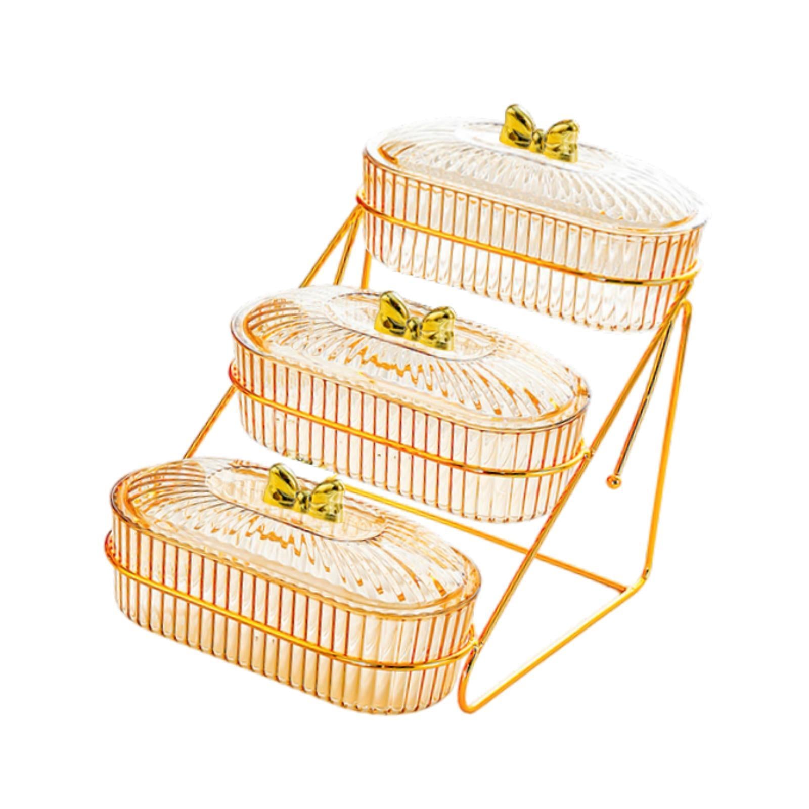 Multi Layer Serving Tray Snack Storage Tray for Dessert Dried Fruits Candies 17.5cmx26.5cmx24cm 3 Layers