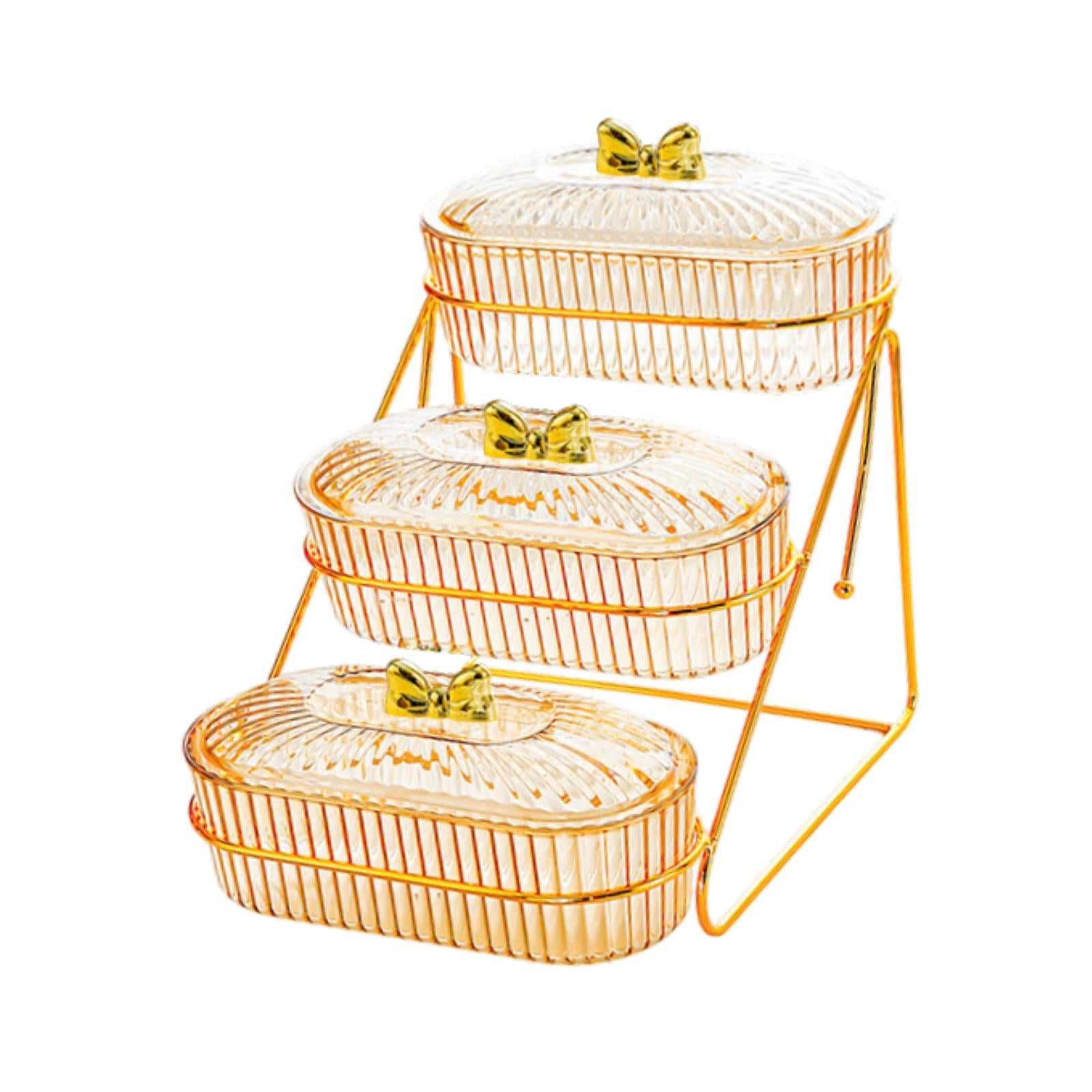 Multi Layer Serving Tray Snack Storage Tray for Dessert Dried Fruits Candies 17.5cmx26.5cmx24cm 3 Layers