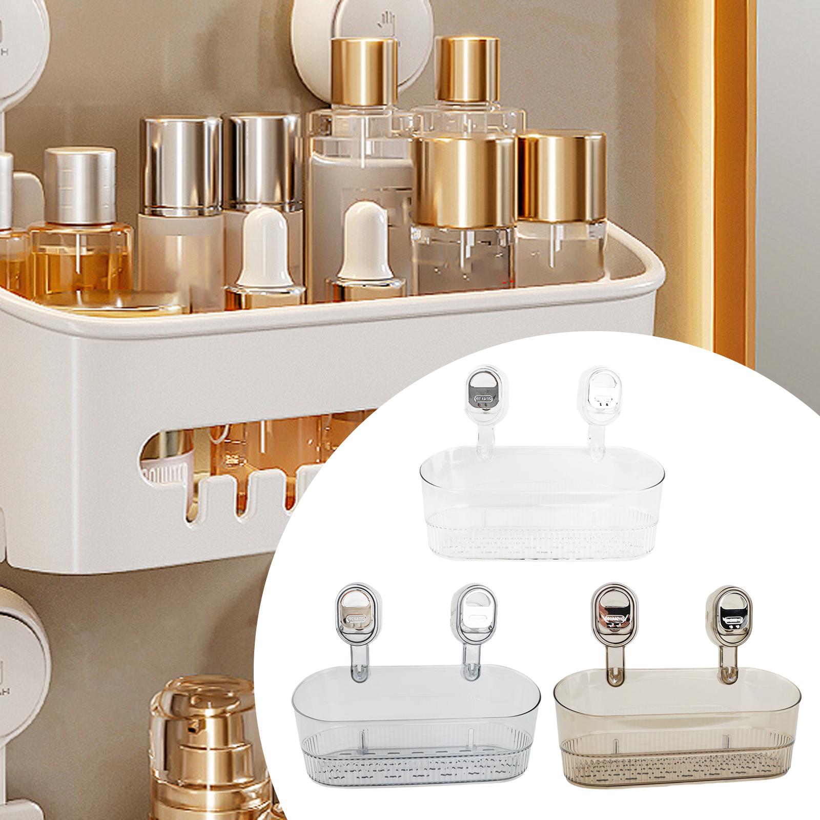 Suction Cup Shower Shelf Simple Storage Rack for Kitchen Toilet Laundry Room Clear