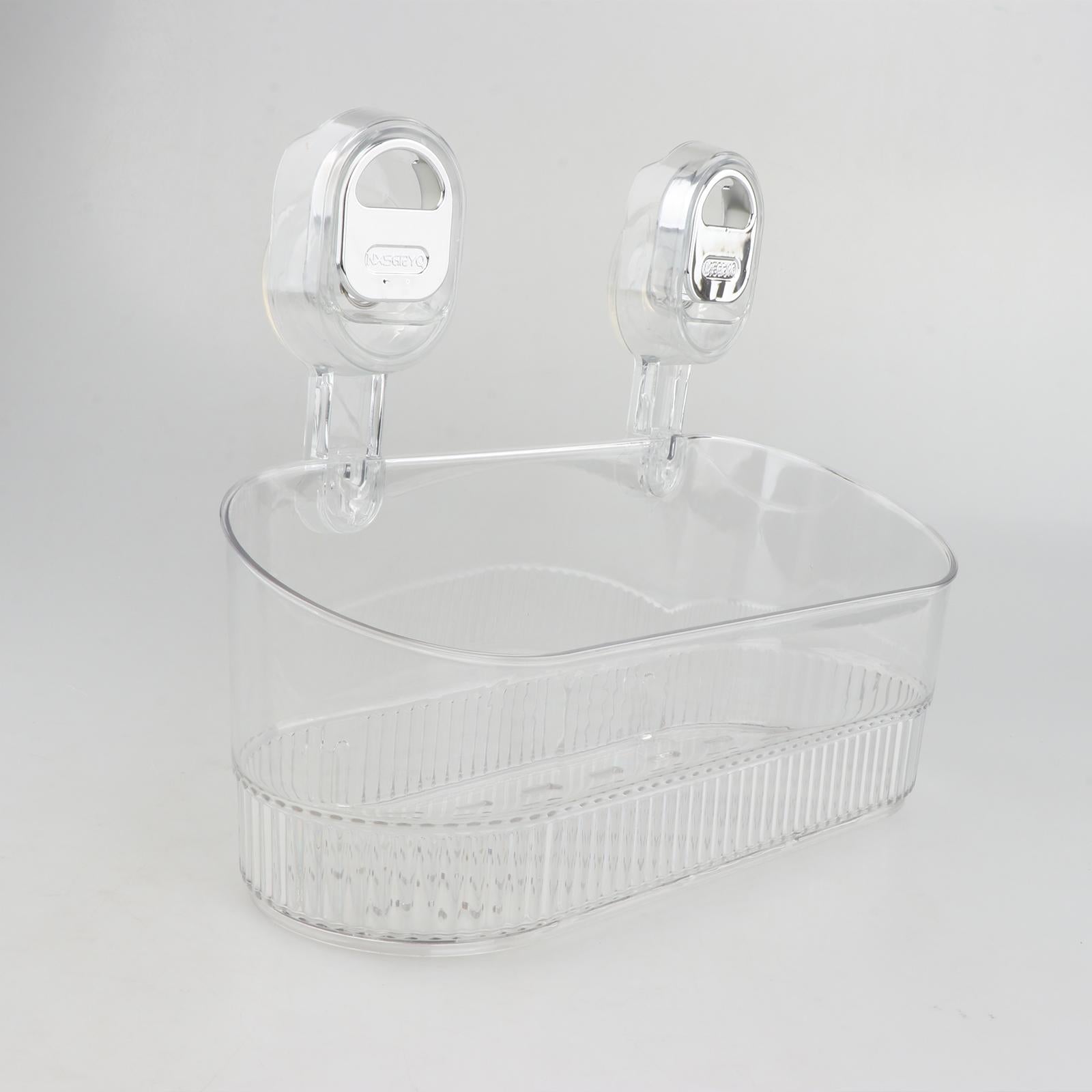 Suction Cup Shower Shelf Simple Storage Rack for Kitchen Toilet Laundry Room Clear