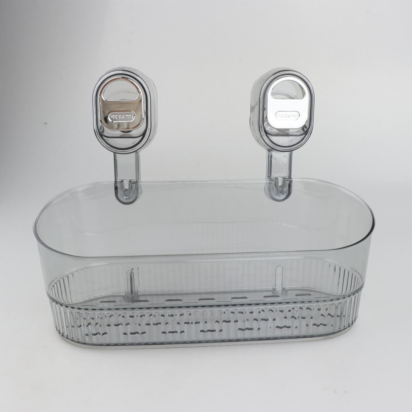 Suction Cup Shower Shelf Simple Storage Rack for Kitchen Toilet Laundry Room Gray