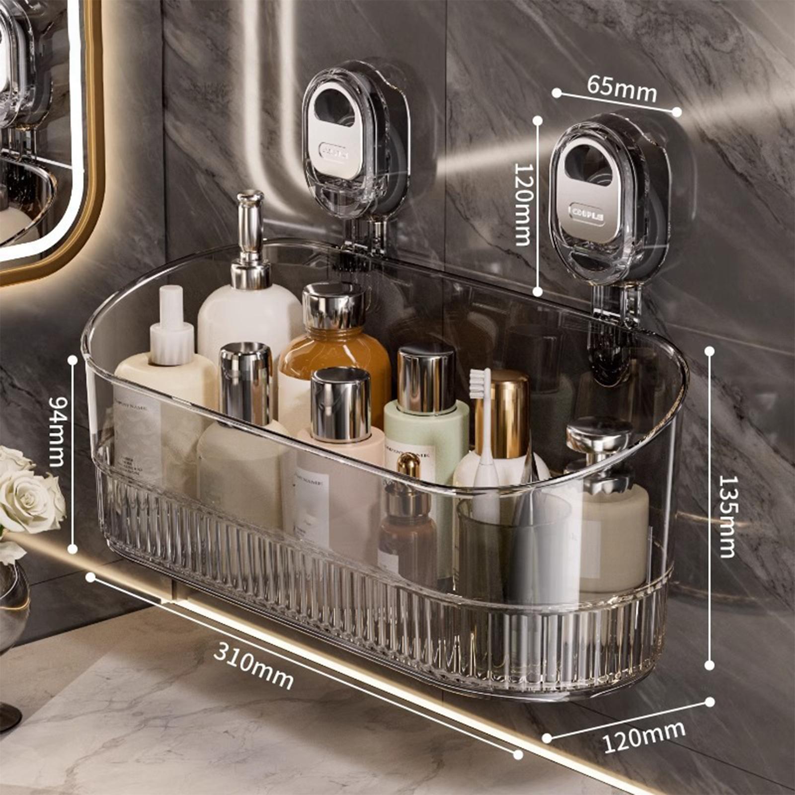 Suction Cup Shower Shelf Simple Storage Rack for Kitchen Toilet Laundry Room Gray