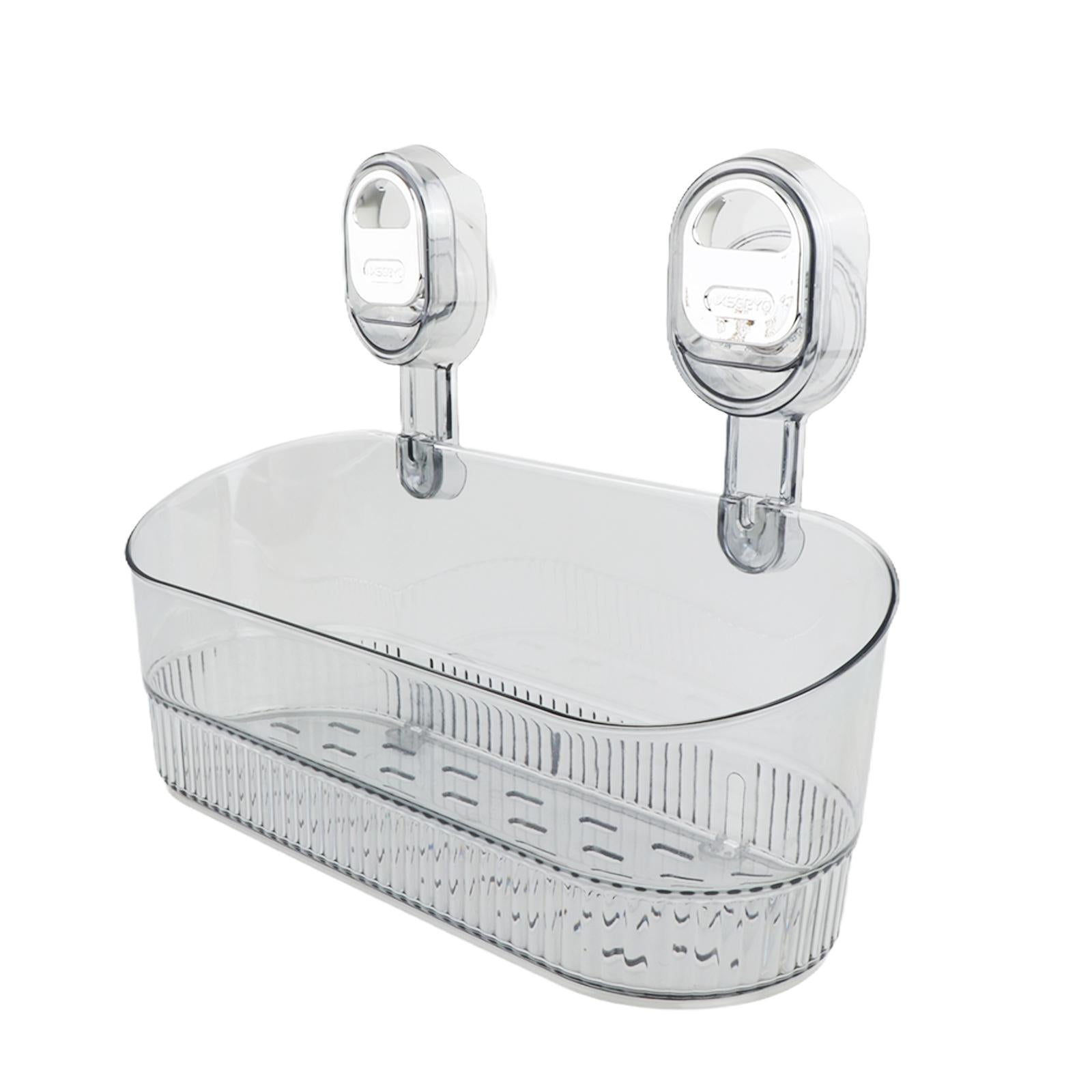 Suction Cup Shower Shelf Simple Storage Rack for Kitchen Toilet Laundry Room Gray