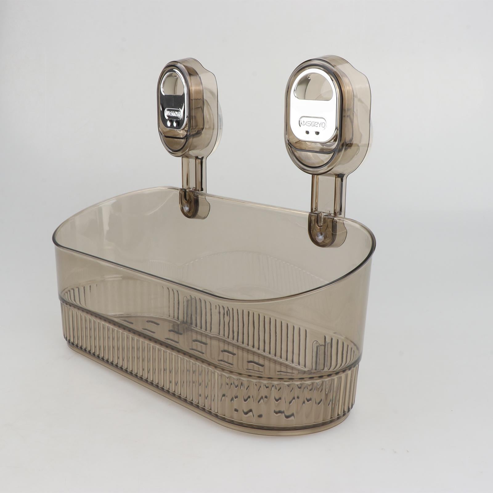 Suction Cup Shower Shelf Simple Storage Rack for Kitchen Toilet Laundry Room Brown