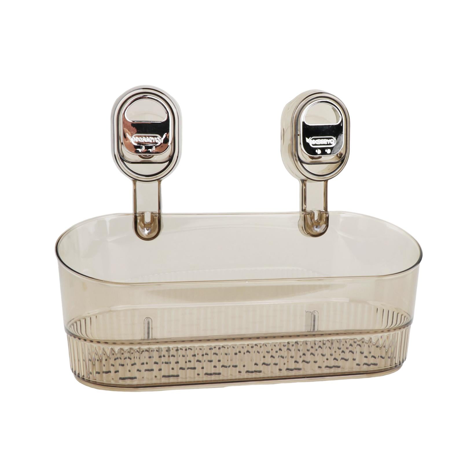 Suction Cup Shower Shelf Simple Storage Rack for Kitchen Toilet Laundry Room Brown