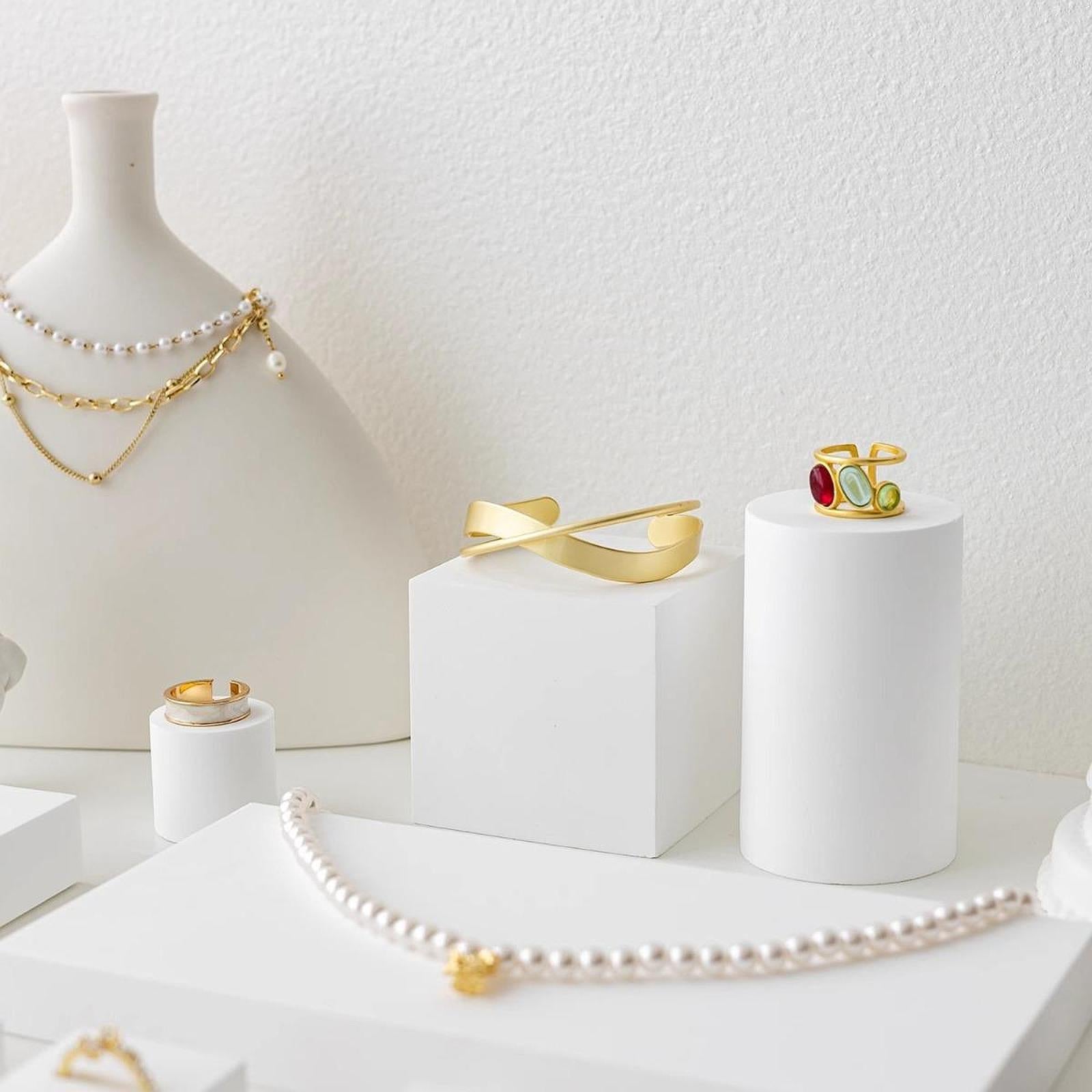 Jewelry Display Stand Earrings Watches Cake Stand for Vanity Dresser Wedding Cuboid 10x4x1.8cm