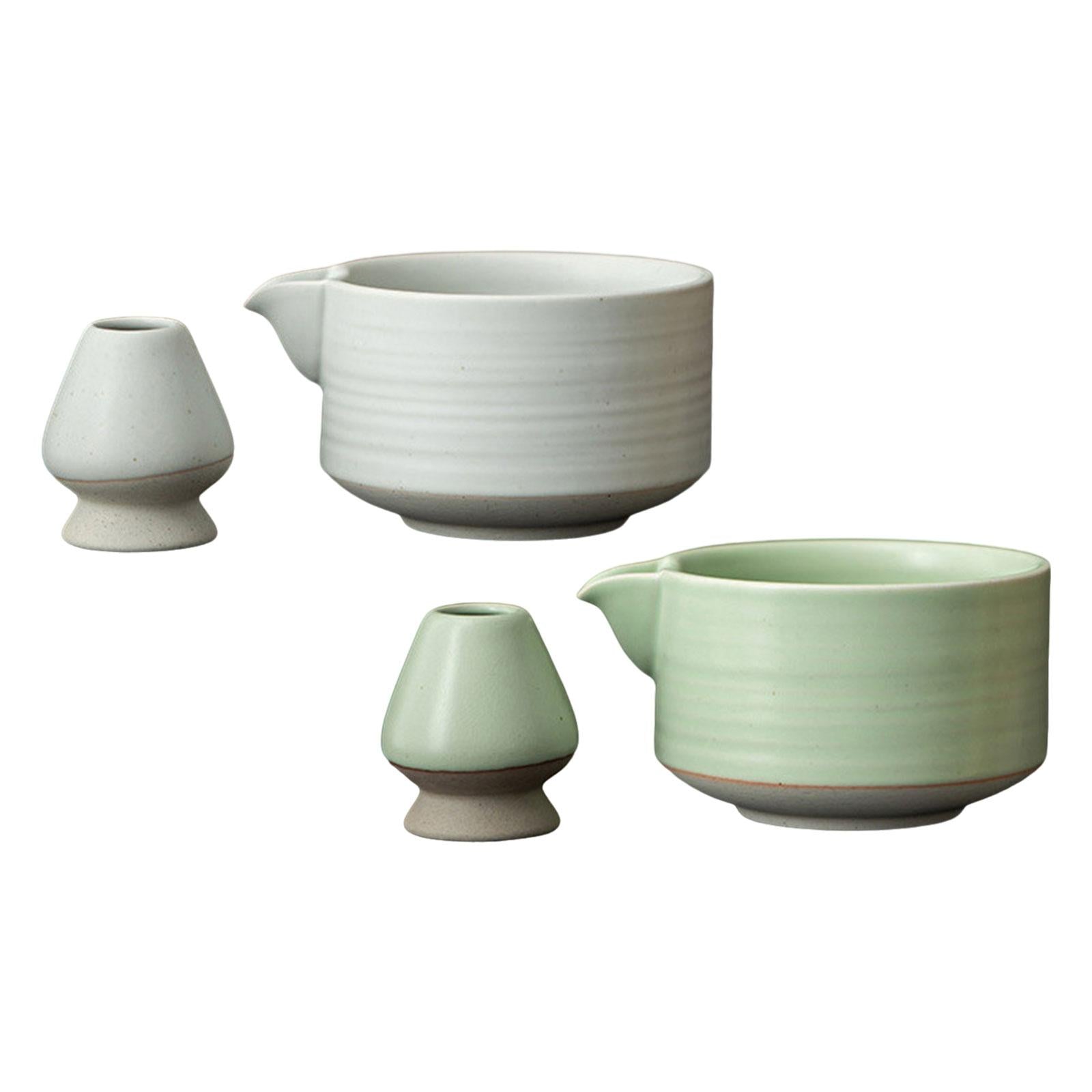 Matcha Bowl and Whisk Rest Portable Tea Utensils for Living Room Home Office White