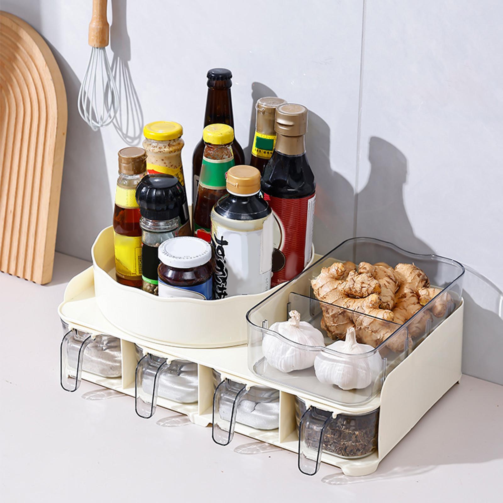 Countertop Spice Jar and Rack Set Condiment Jar for Dining Room Cabinet Home