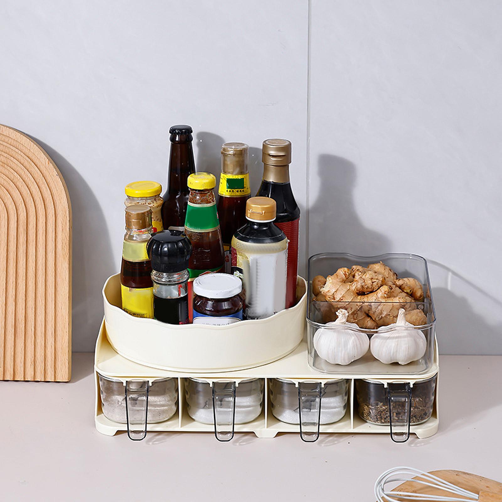Countertop Spice Jar and Rack Set Condiment Jar for Dining Room Cabinet Home
