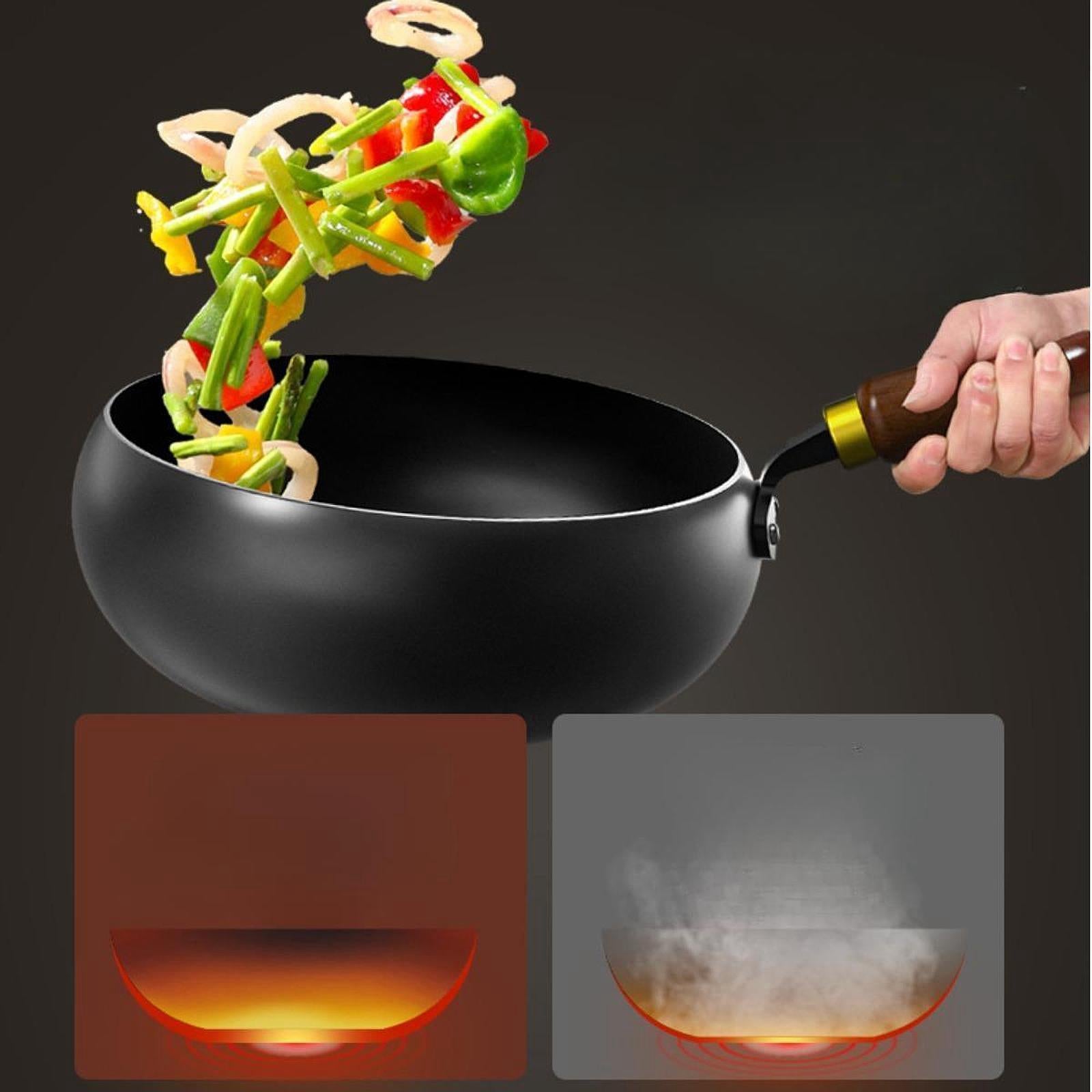 Cast Iron Pan Cookware Traditional Large Belly Wok for Camping Hotel Kitchen L