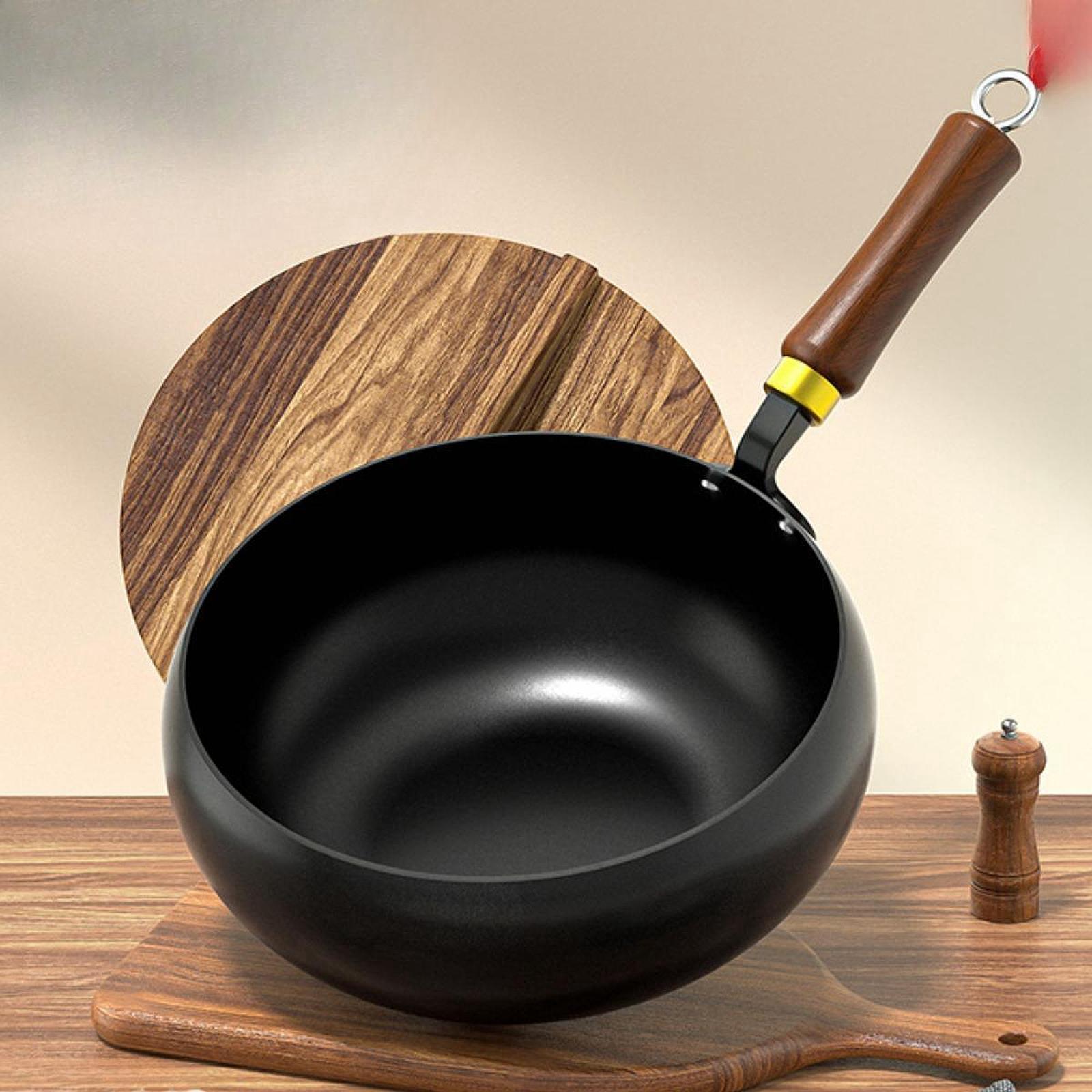Cast Iron Pan Cookware Traditional Large Belly Wok for Camping Hotel Kitchen L