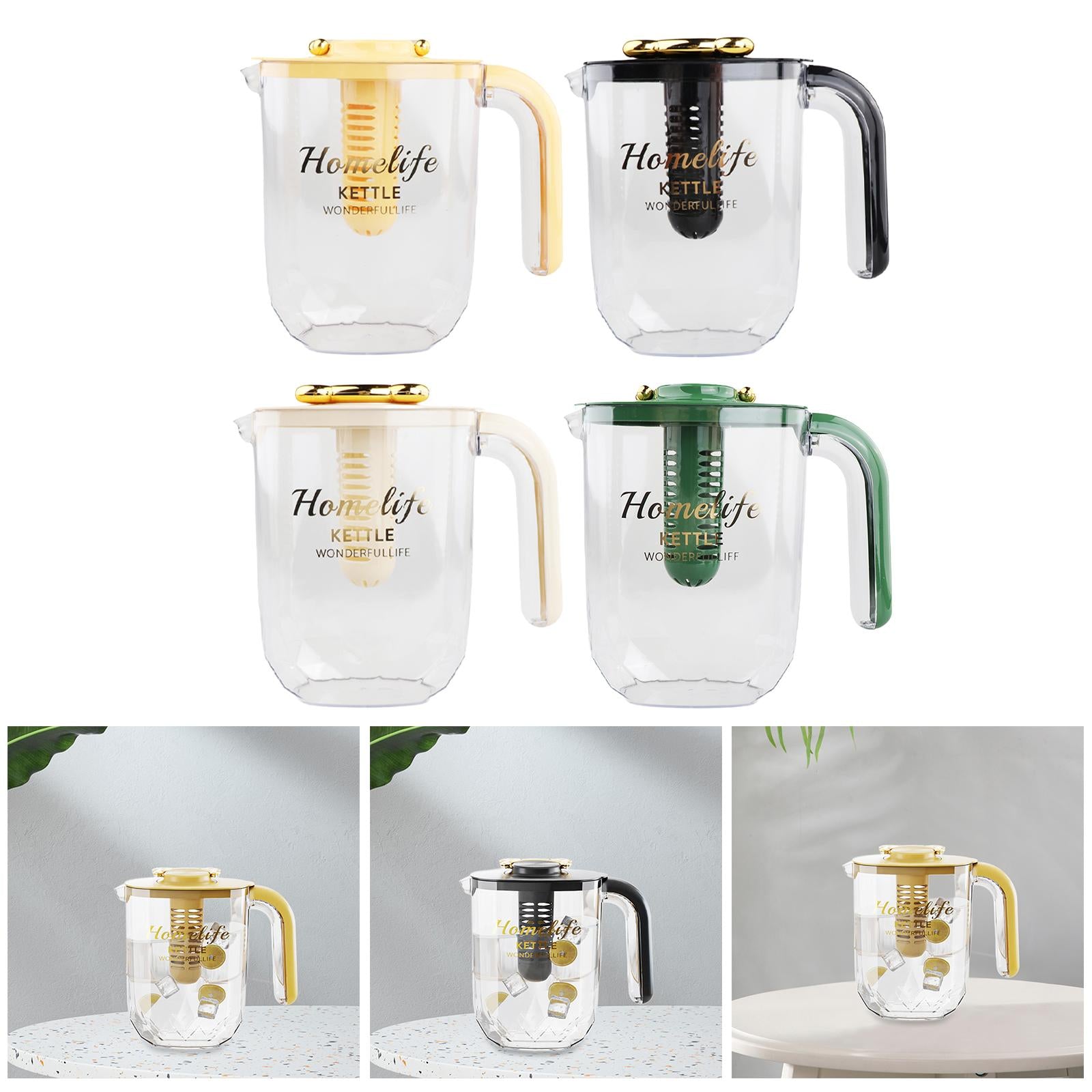 Water Pitcher Iced Tea Pitcher with Lid and Handle for Summer Fishing Fridge Yellow