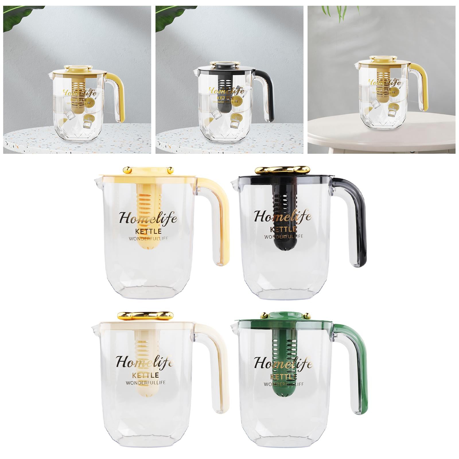 Water Pitcher Iced Tea Pitcher with Lid and Handle for Summer Fishing Fridge Yellow