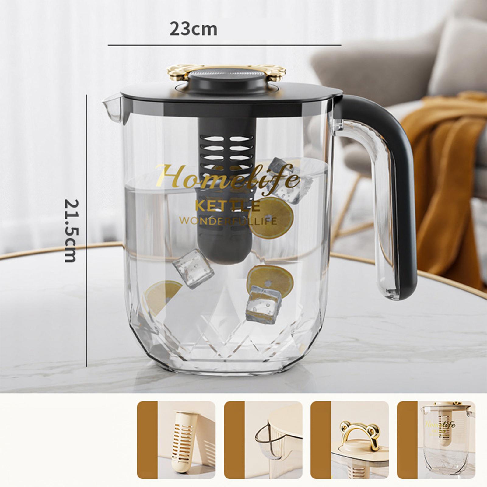 Water Pitcher Iced Tea Pitcher with Lid and Handle for Summer Fishing Fridge Black